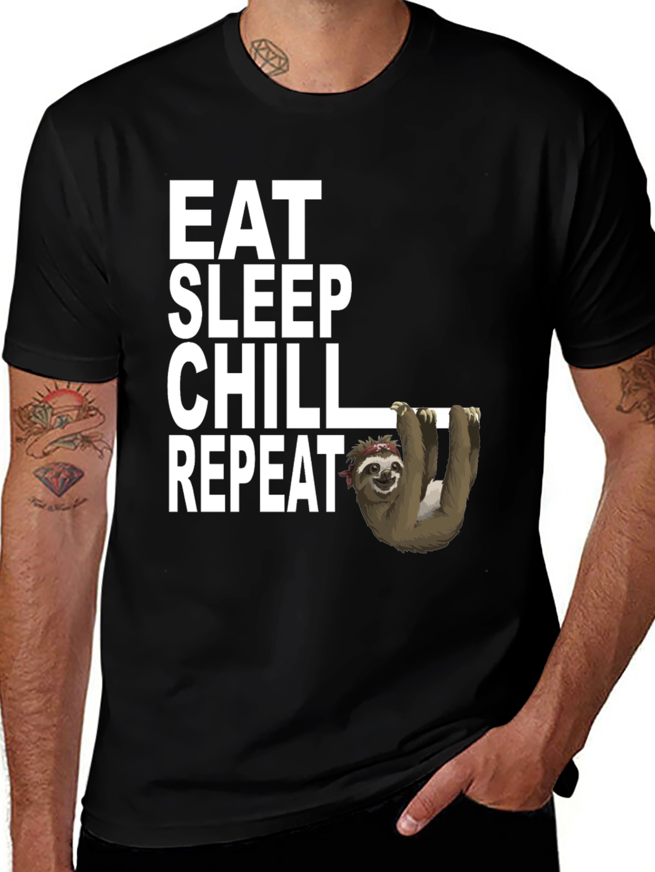 Eat Sleep Chill Repeat Sloth Graphic T-Shirt