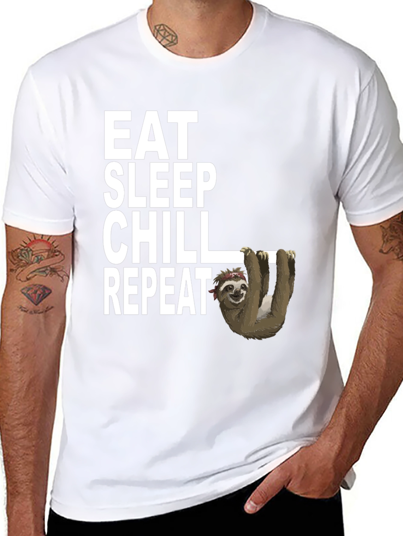 Eat Sleep Chill Repeat Sloth Graphic T-Shirt