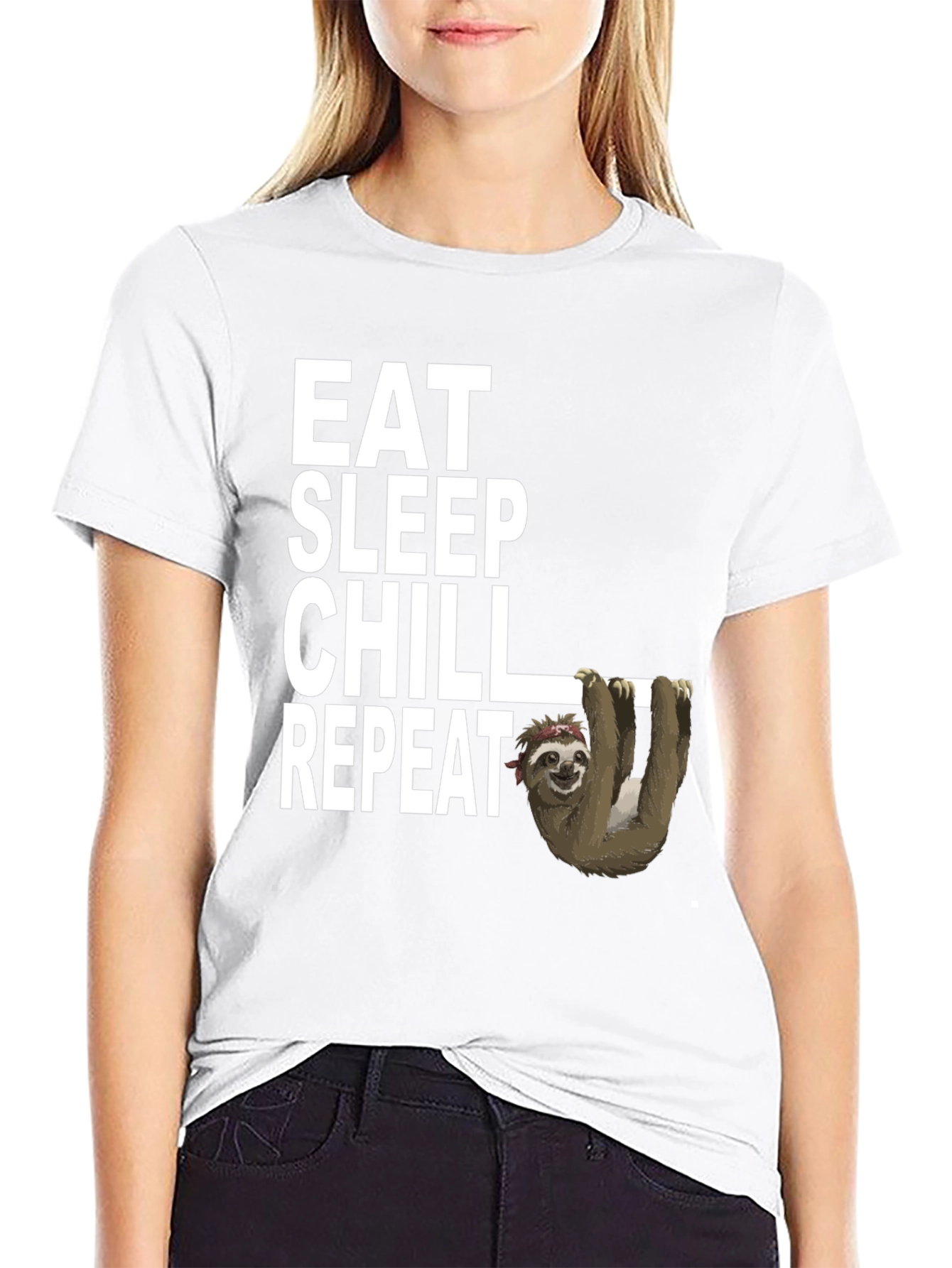 Eat Sleep Chill Repeat Sloth Graphic T-Shirt