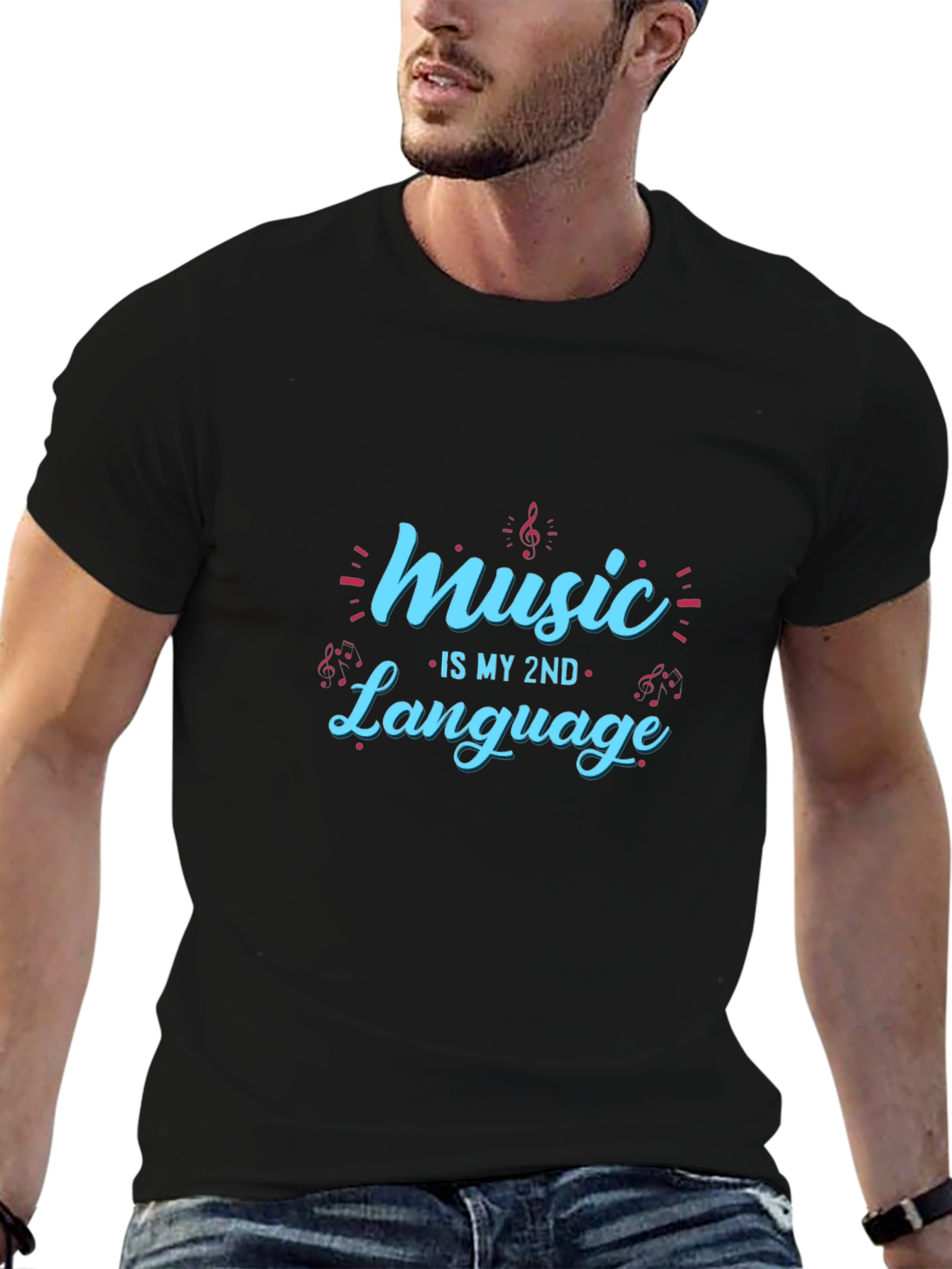Music is My 2nd Language T-Shirt - Black