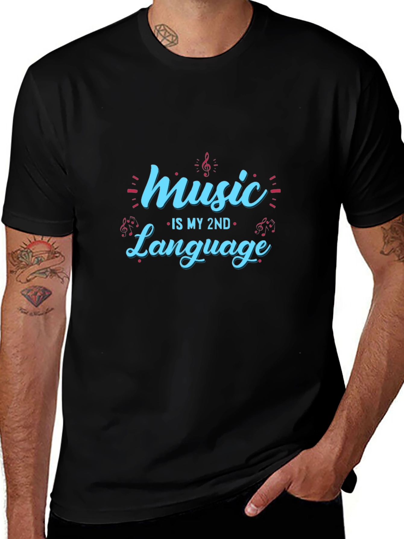 Music is My 2nd Language T-Shirt - Black