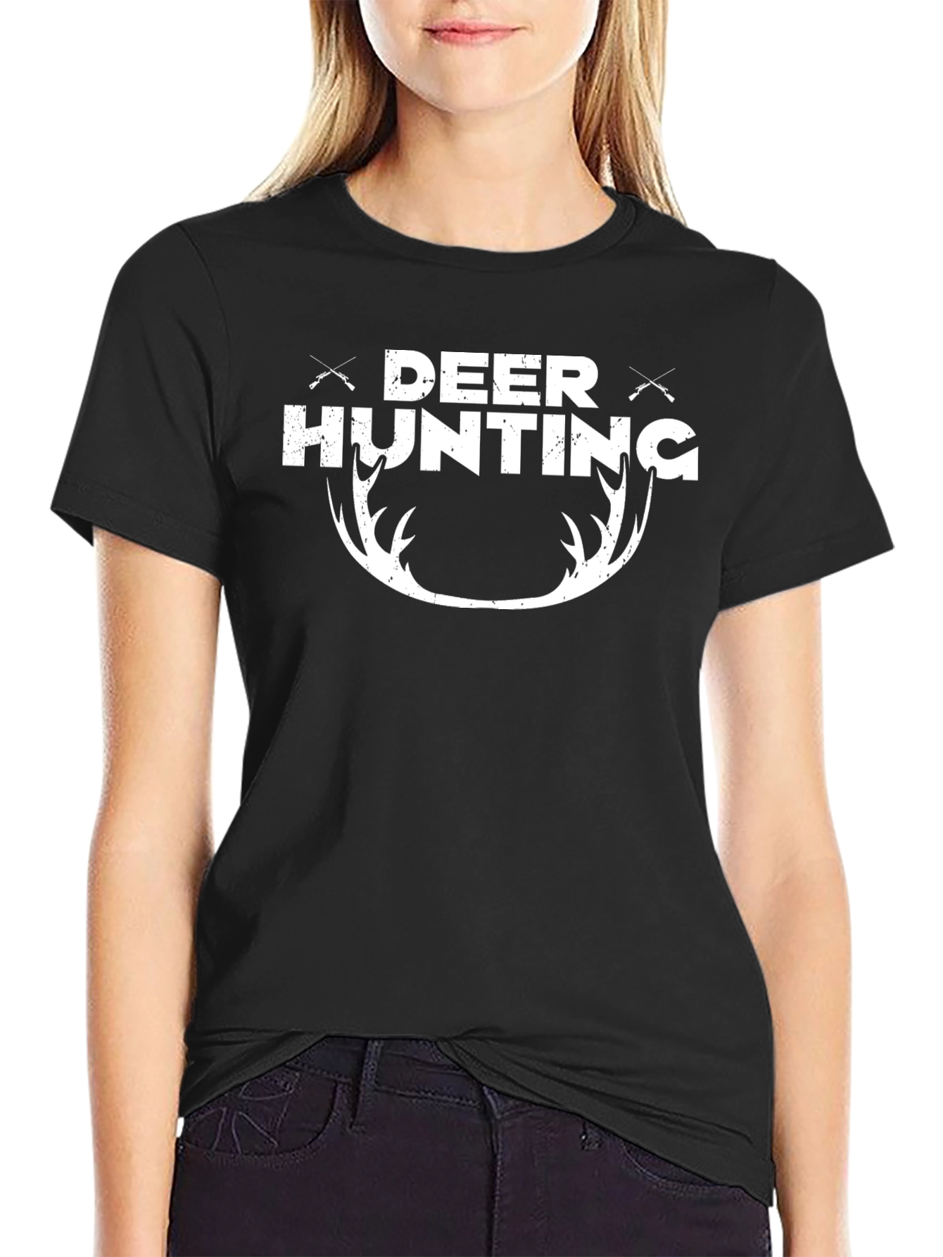 Deer Hunting Graphic T-Shirt - Black