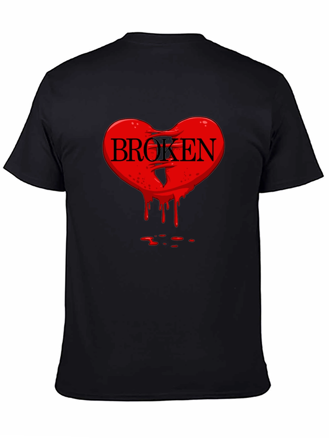 Broken Heart Graphic Tee - Mens Black T-Shirt