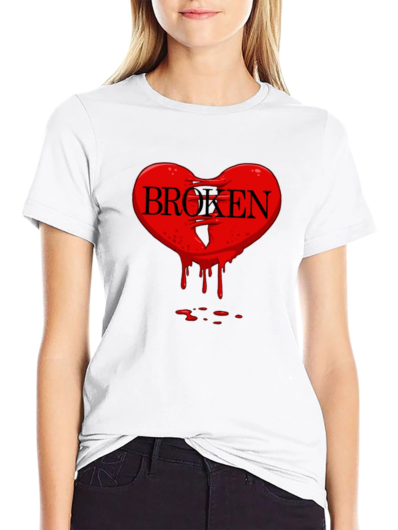 Broken Heart Graphic Tee - Mens Black T-Shirt