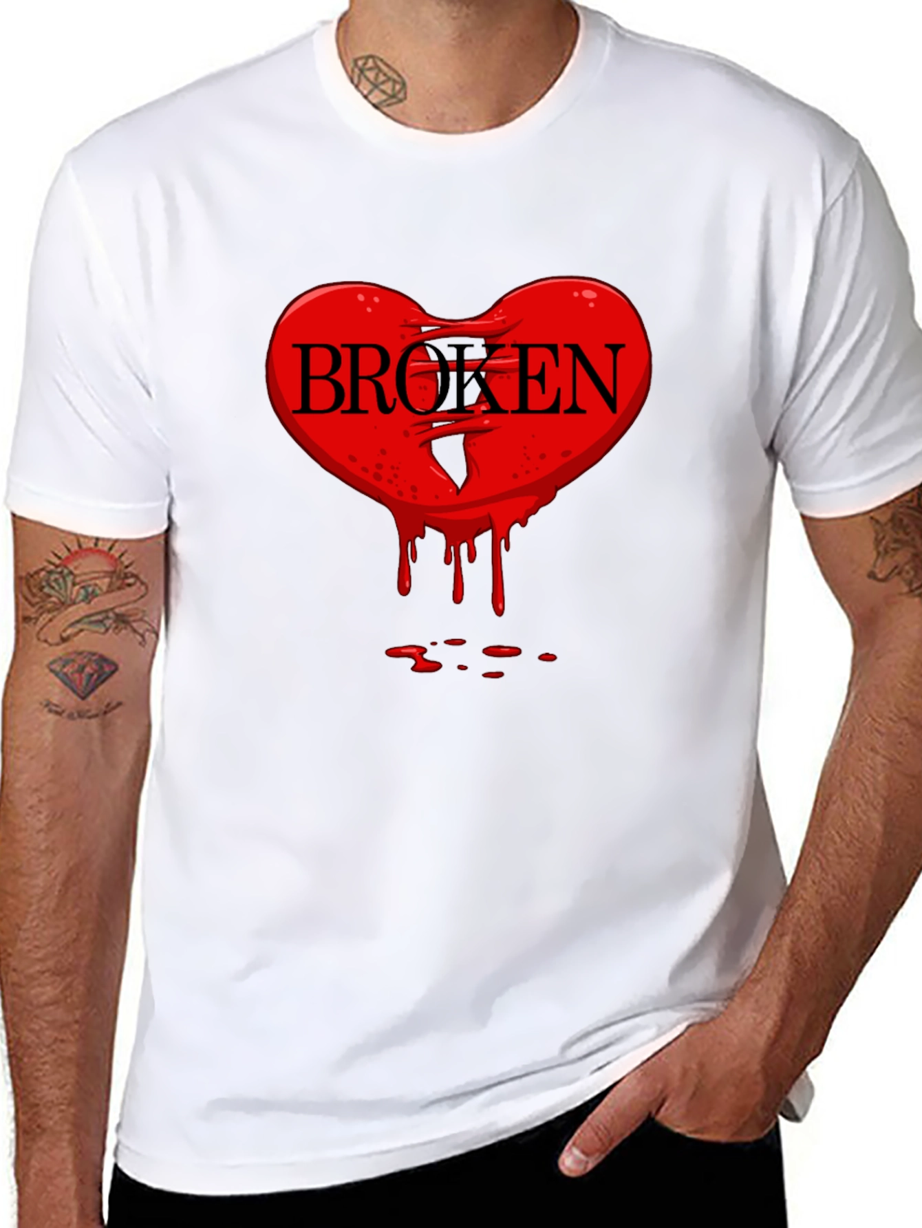 Broken Heart Graphic Tee - Mens Black T-Shirt
