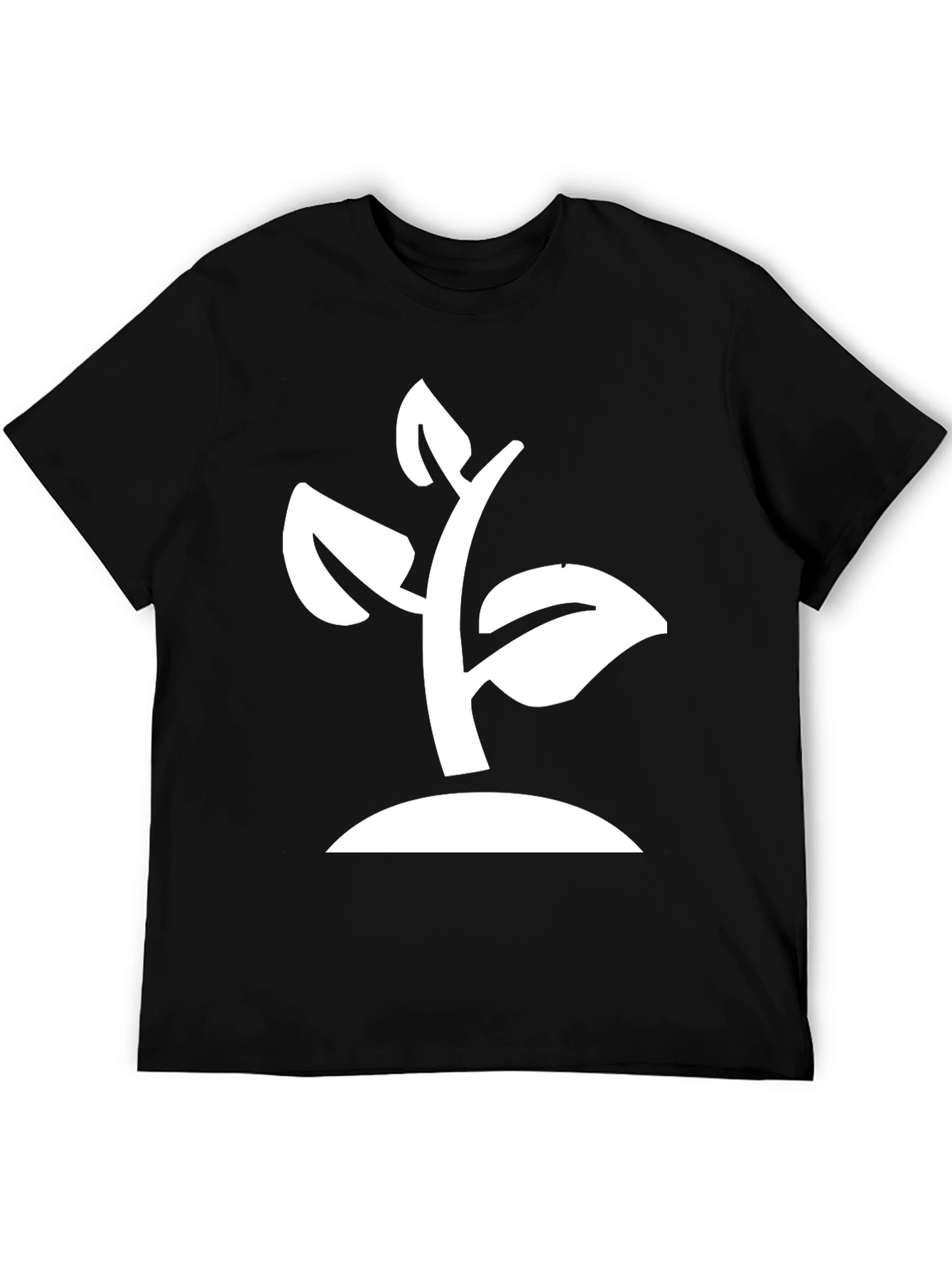 Modern Plant Graphic Tee - Black Cotton Blend