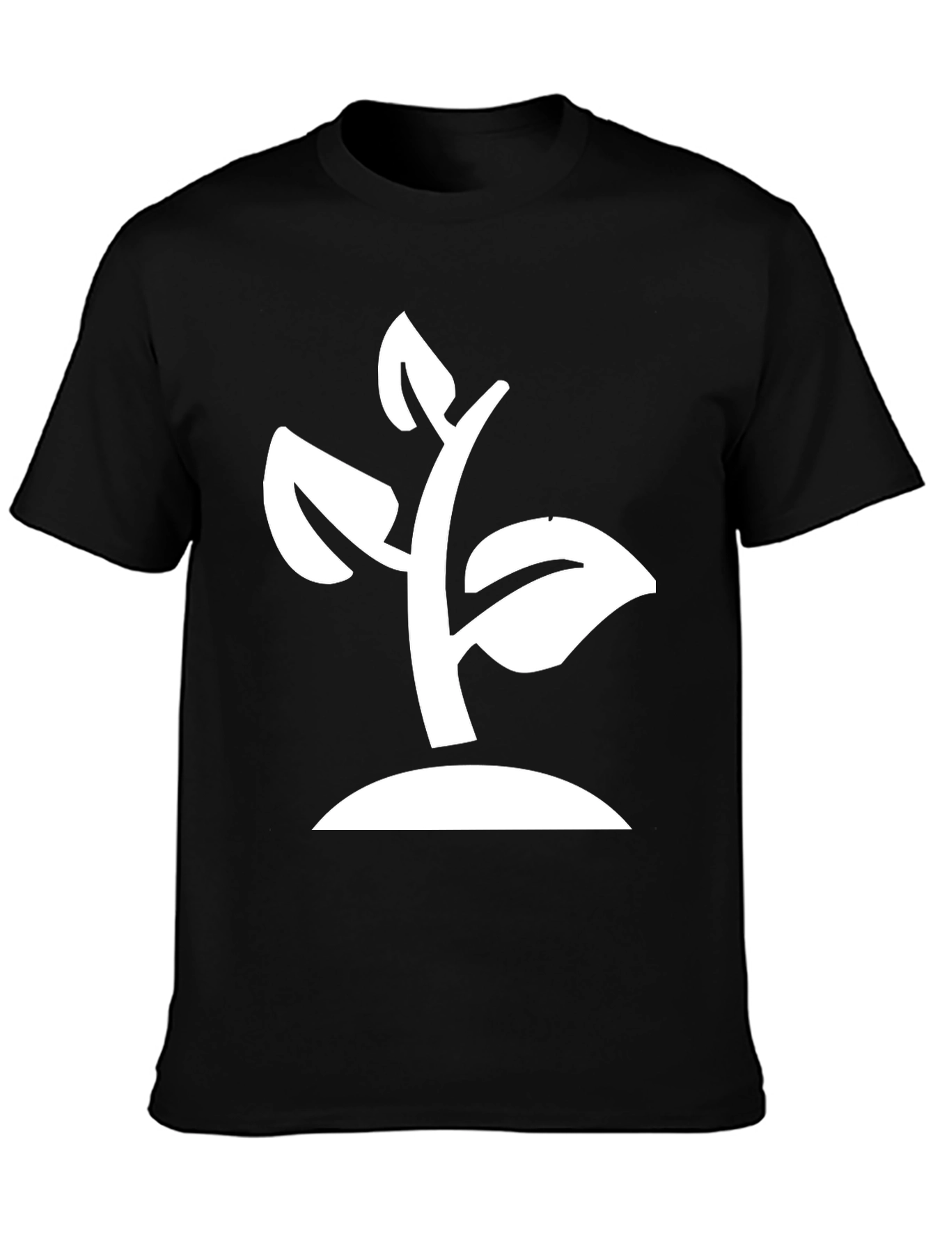 Modern Plant Graphic Tee - Black Cotton Blend