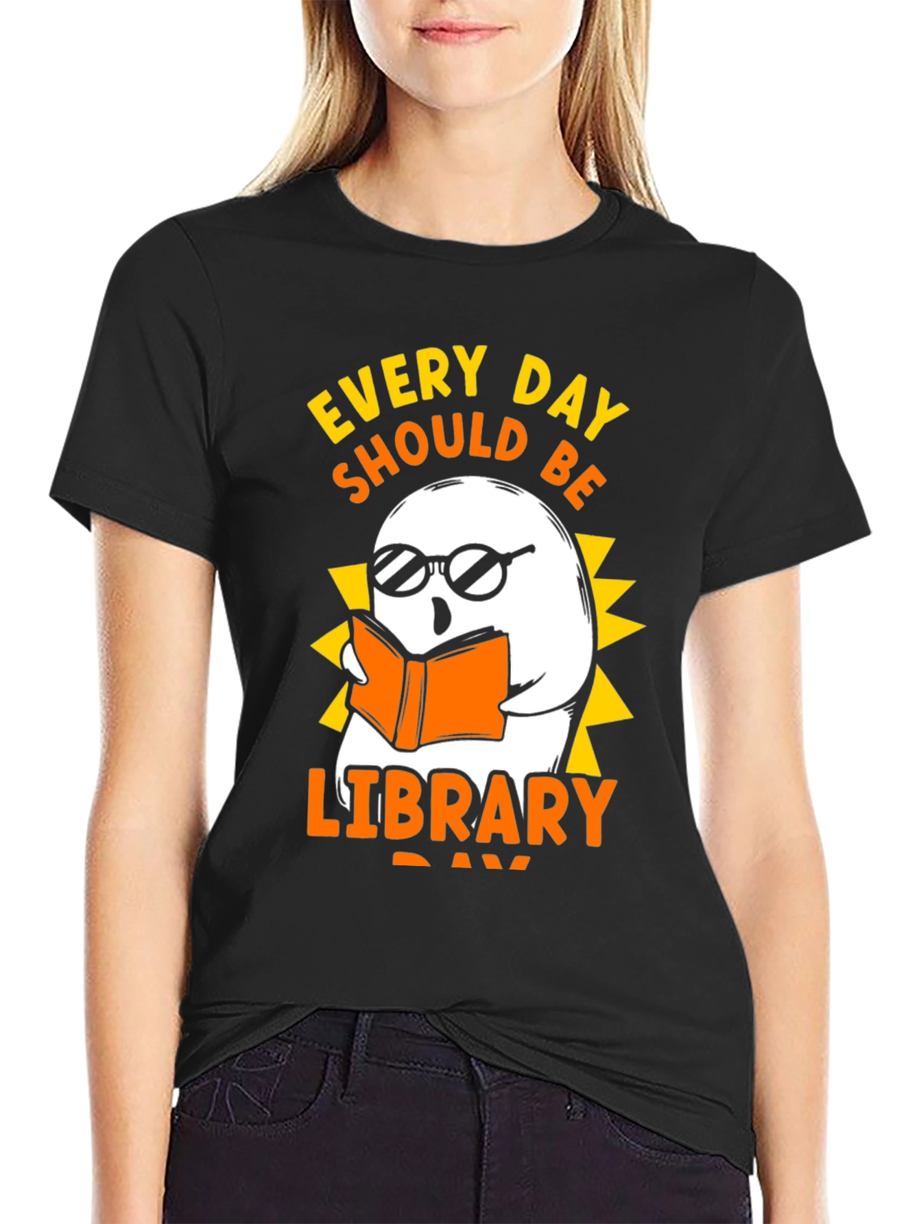 Every Day Library Day Ghost T-Shirt