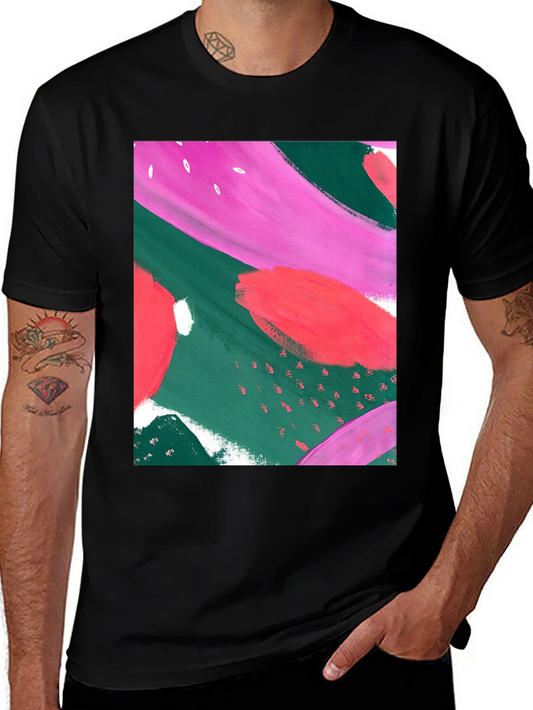 Abstract Art Print T-Shirt - Casual Graphic Tee