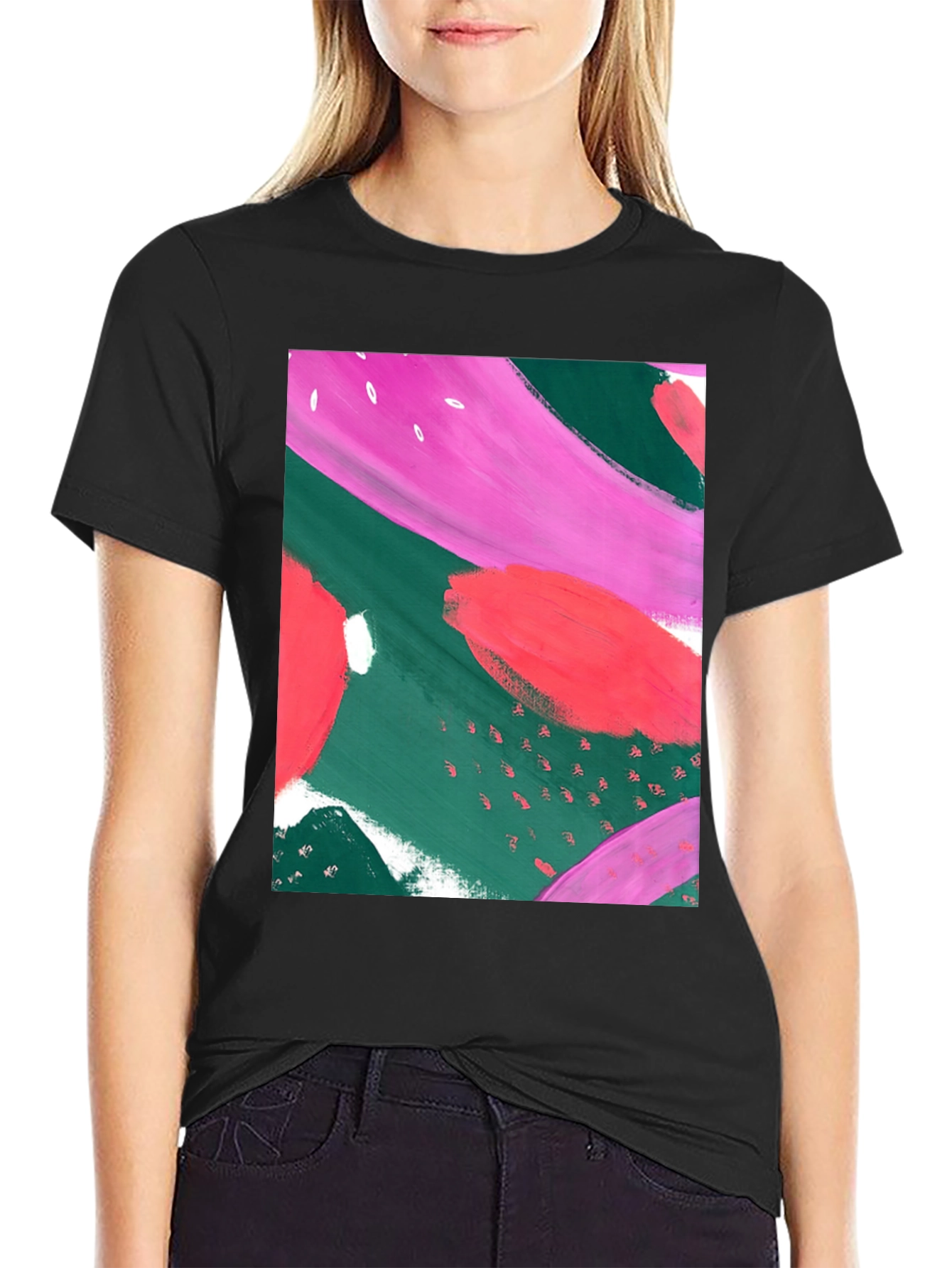Abstract Art Print T-Shirt - Casual Graphic Tee