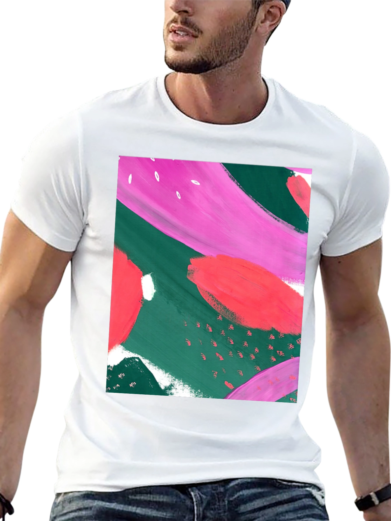 Abstract Art Print T-Shirt - Casual Graphic Tee