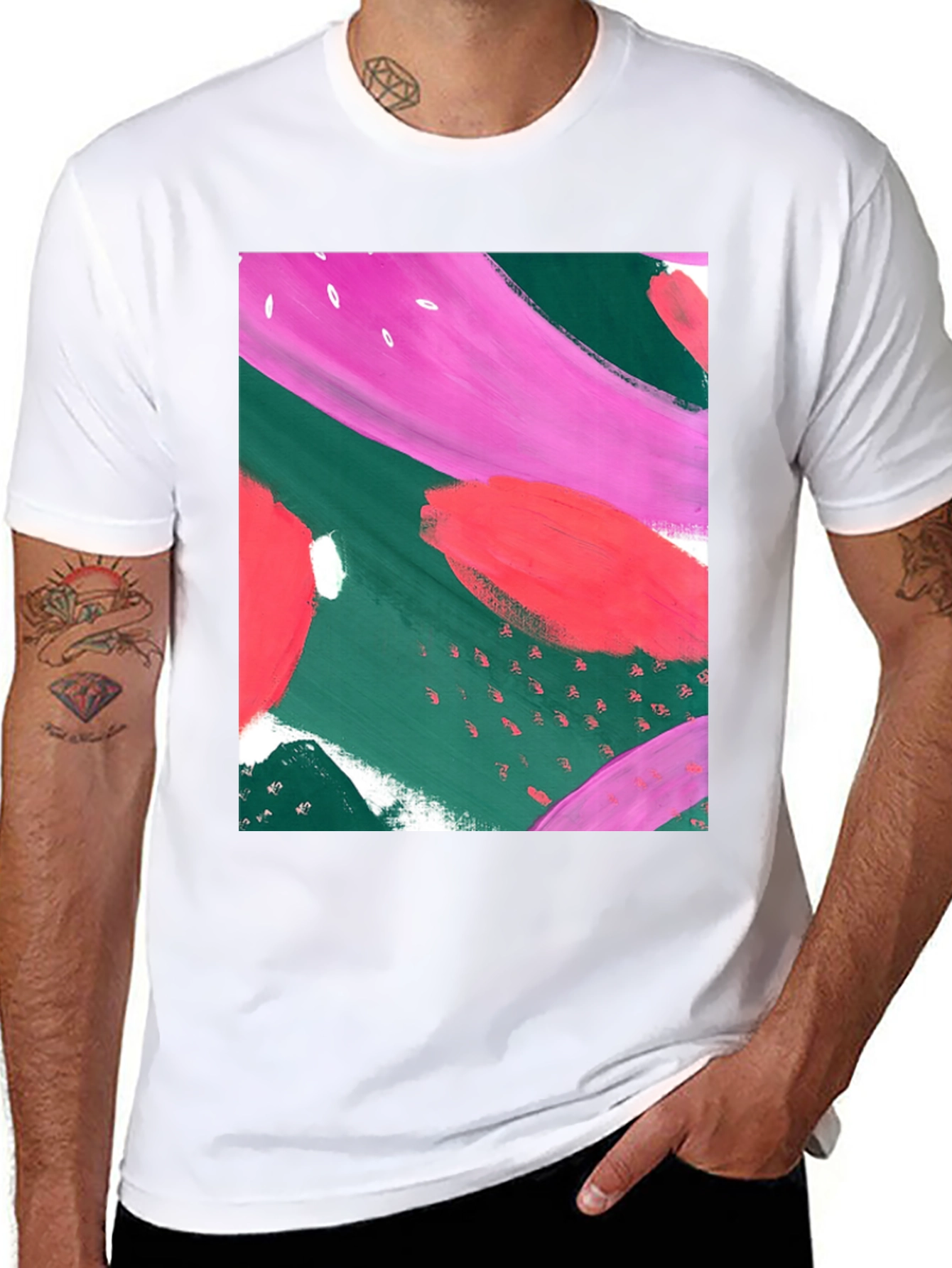 Abstract Art Print T-Shirt - Casual Graphic Tee