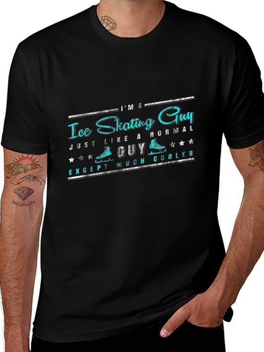 Ice Skating Guy Graphic Tee - Black T-Shirt