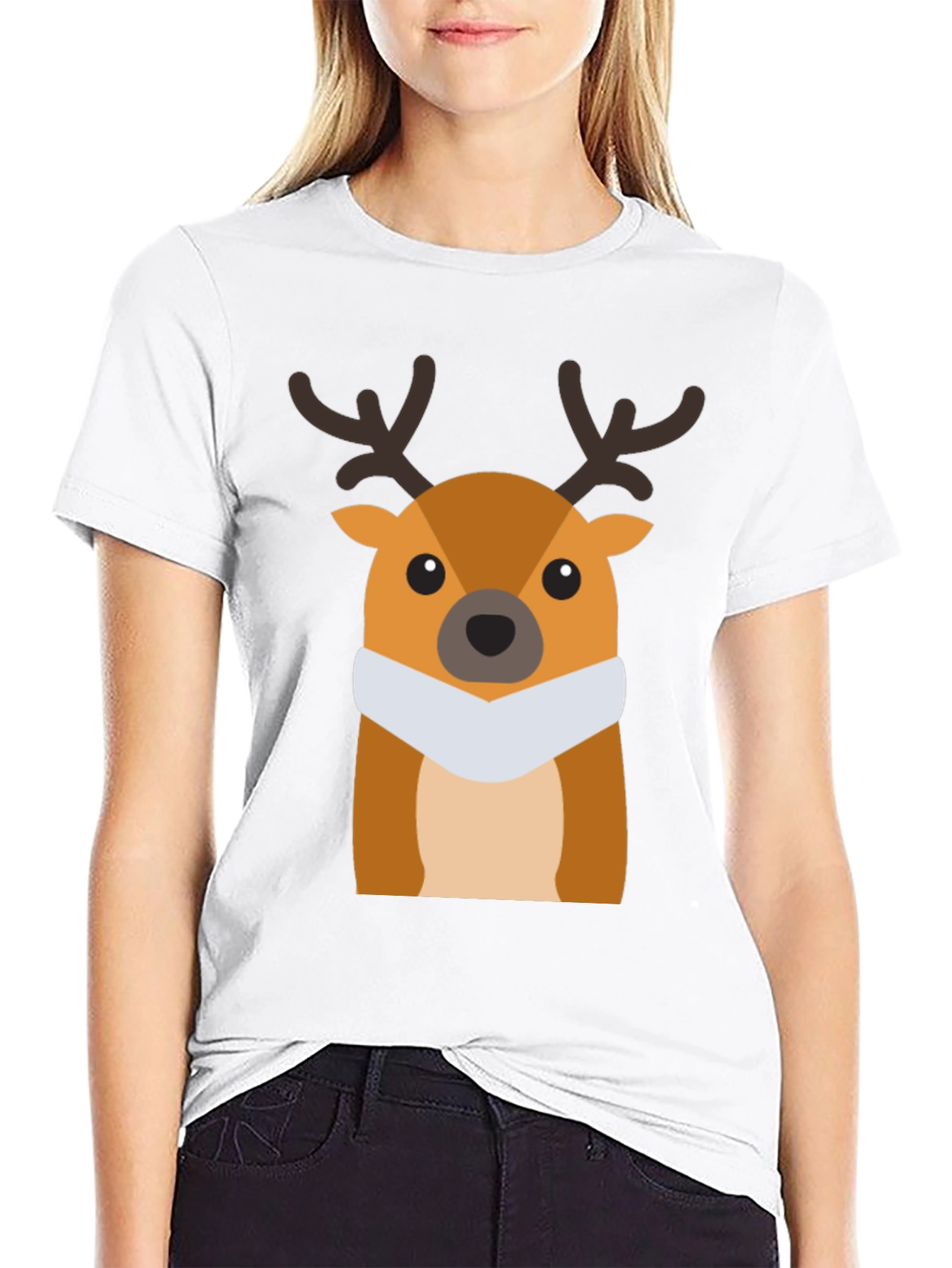 Festive Deer Graphic Tee - Holiday Style