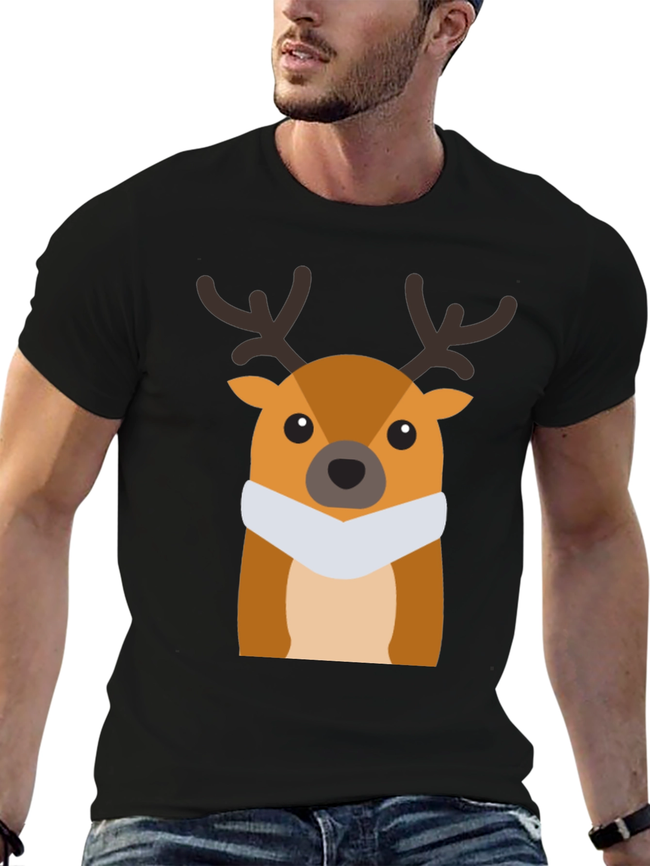Festive Deer Graphic Tee - Holiday Style