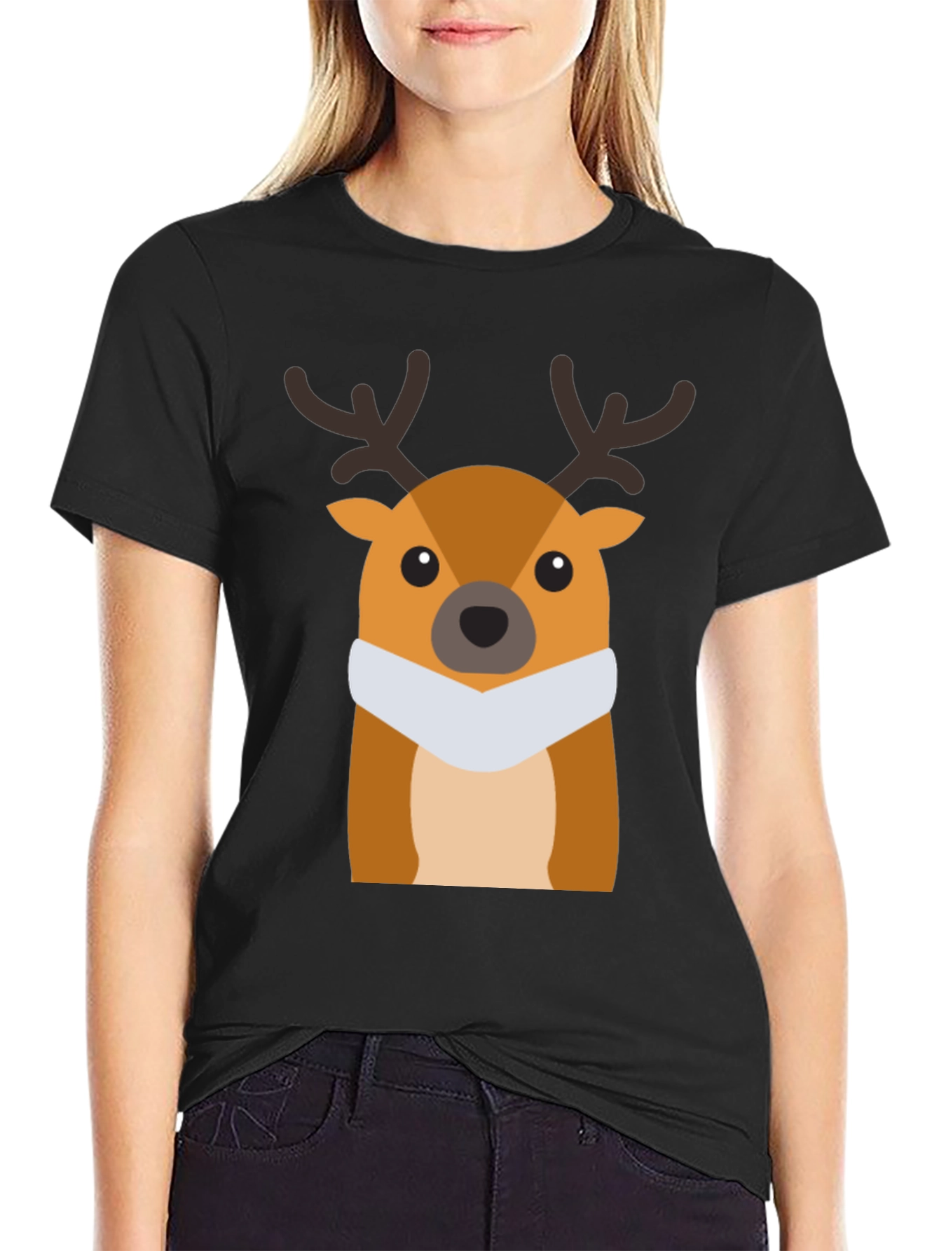 Festive Deer Graphic Tee - Holiday Style