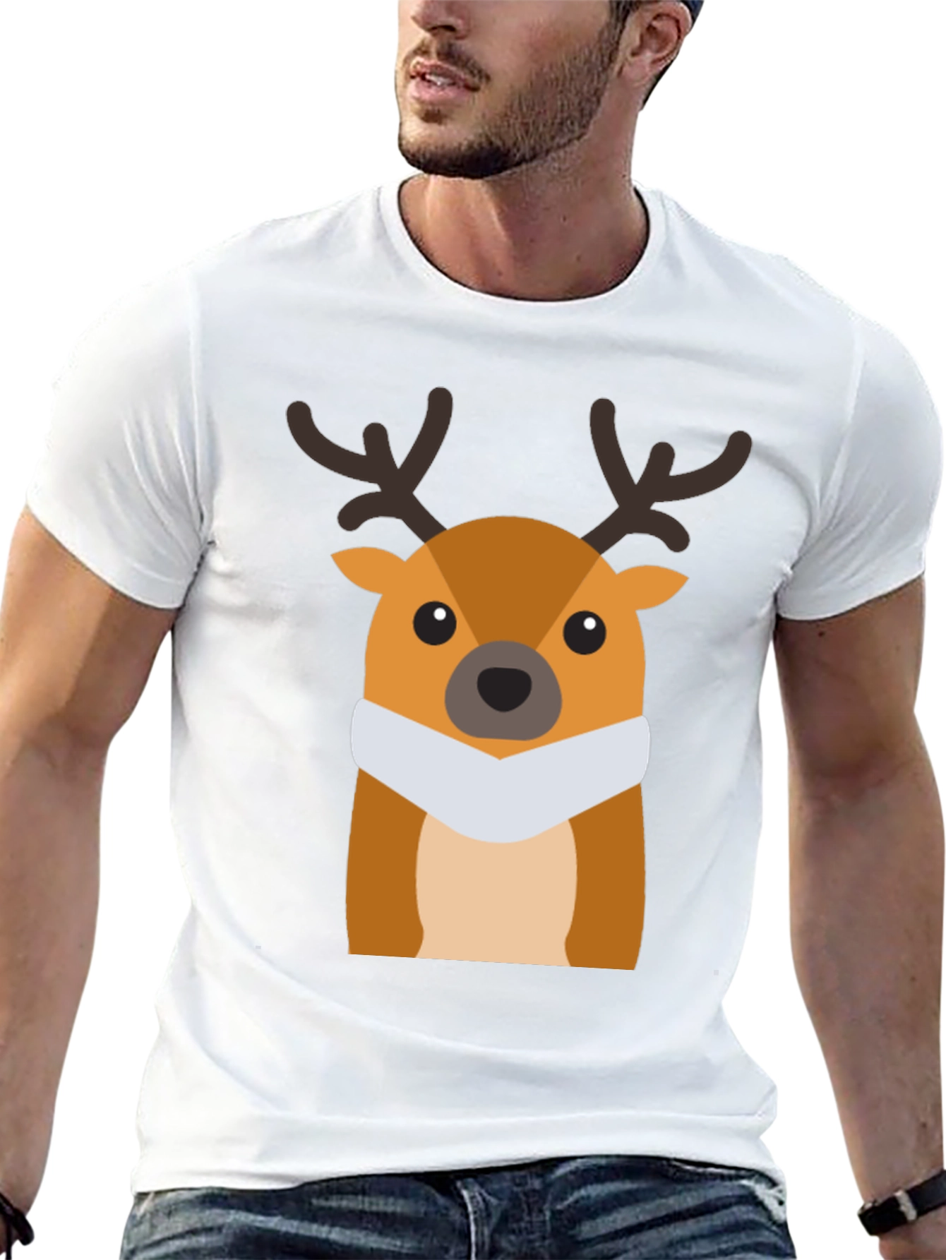 Festive Deer Graphic Tee - Holiday Style