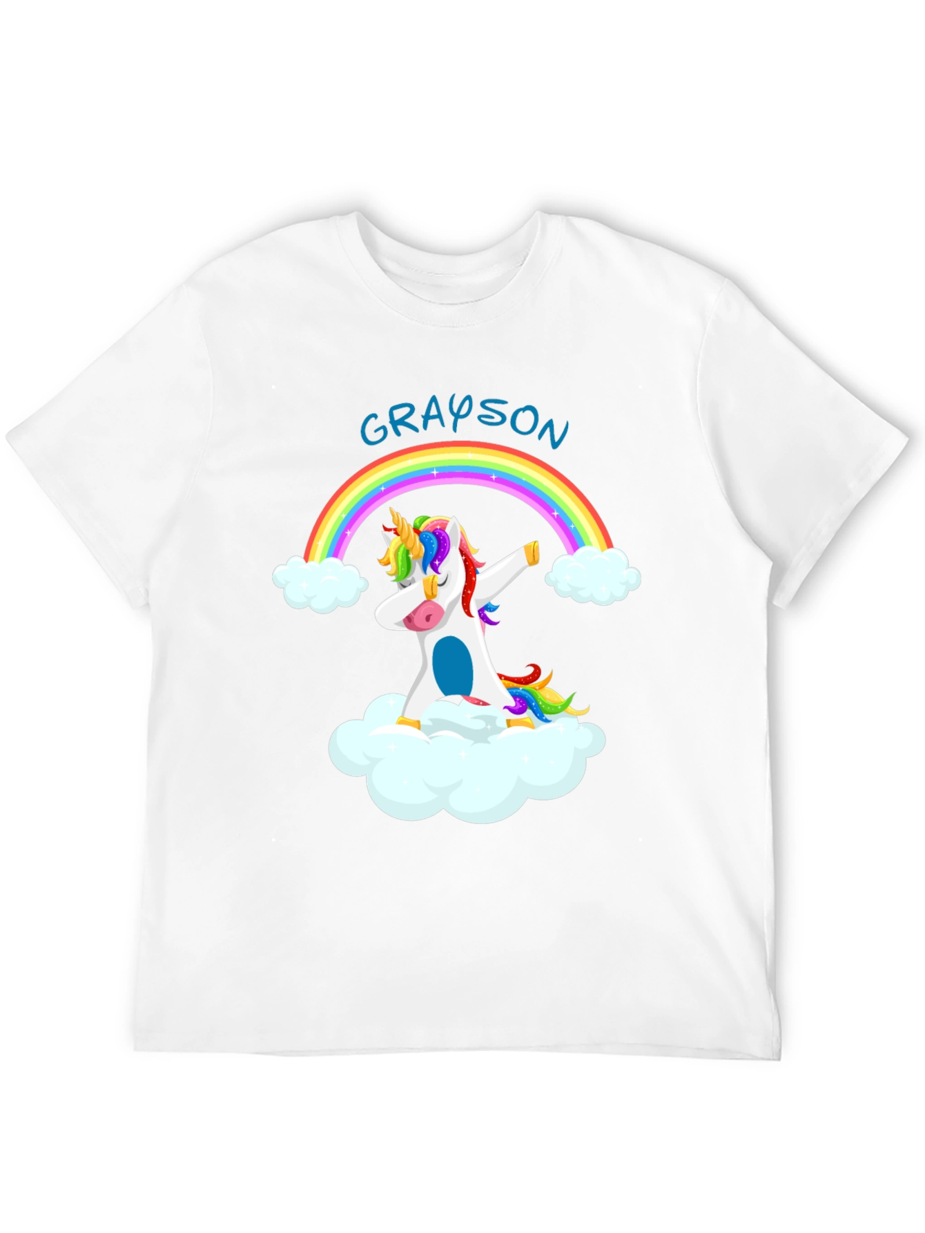 Grayson Unicorn Dabbing Rainbow Black T-Shirt