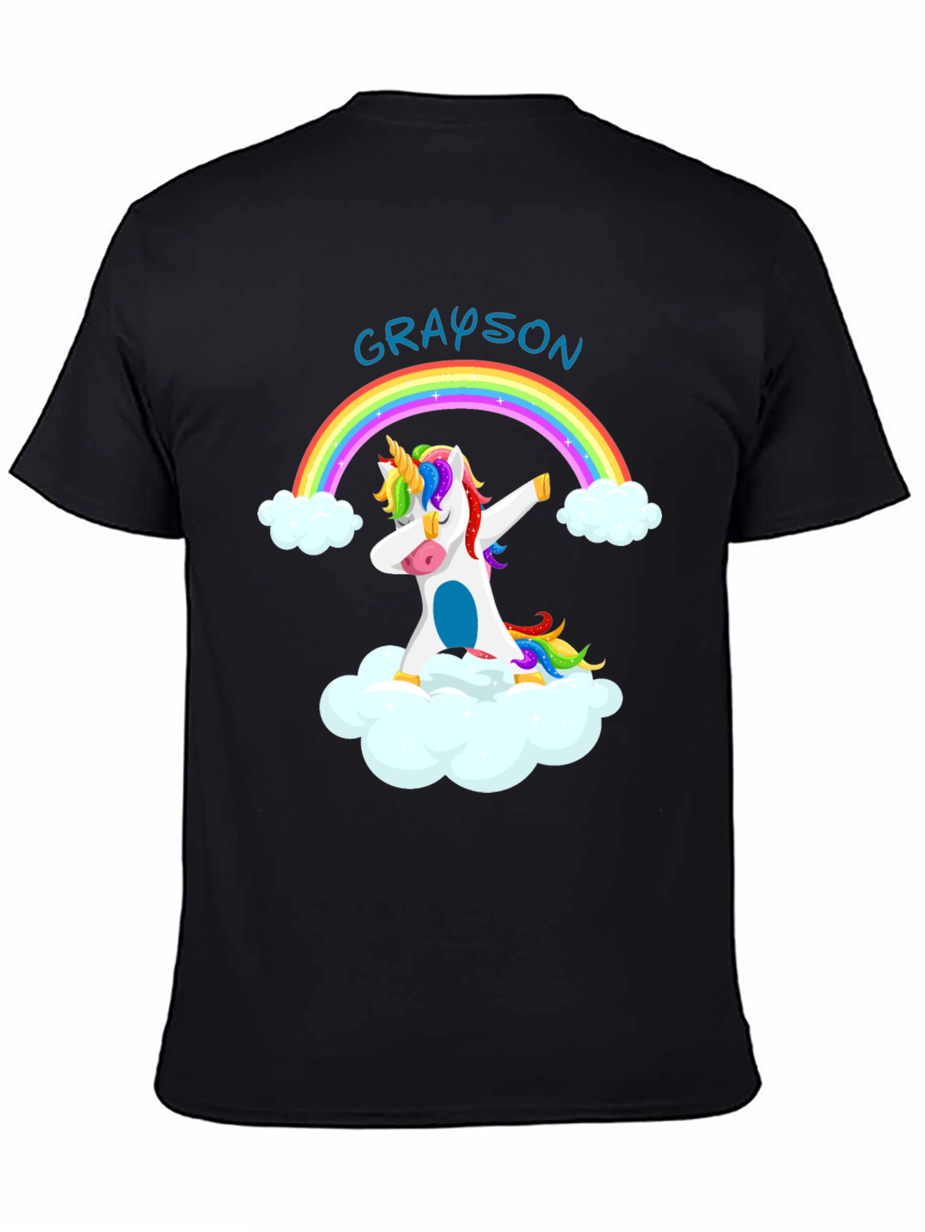 Grayson Unicorn Dabbing Rainbow Black T-Shirt