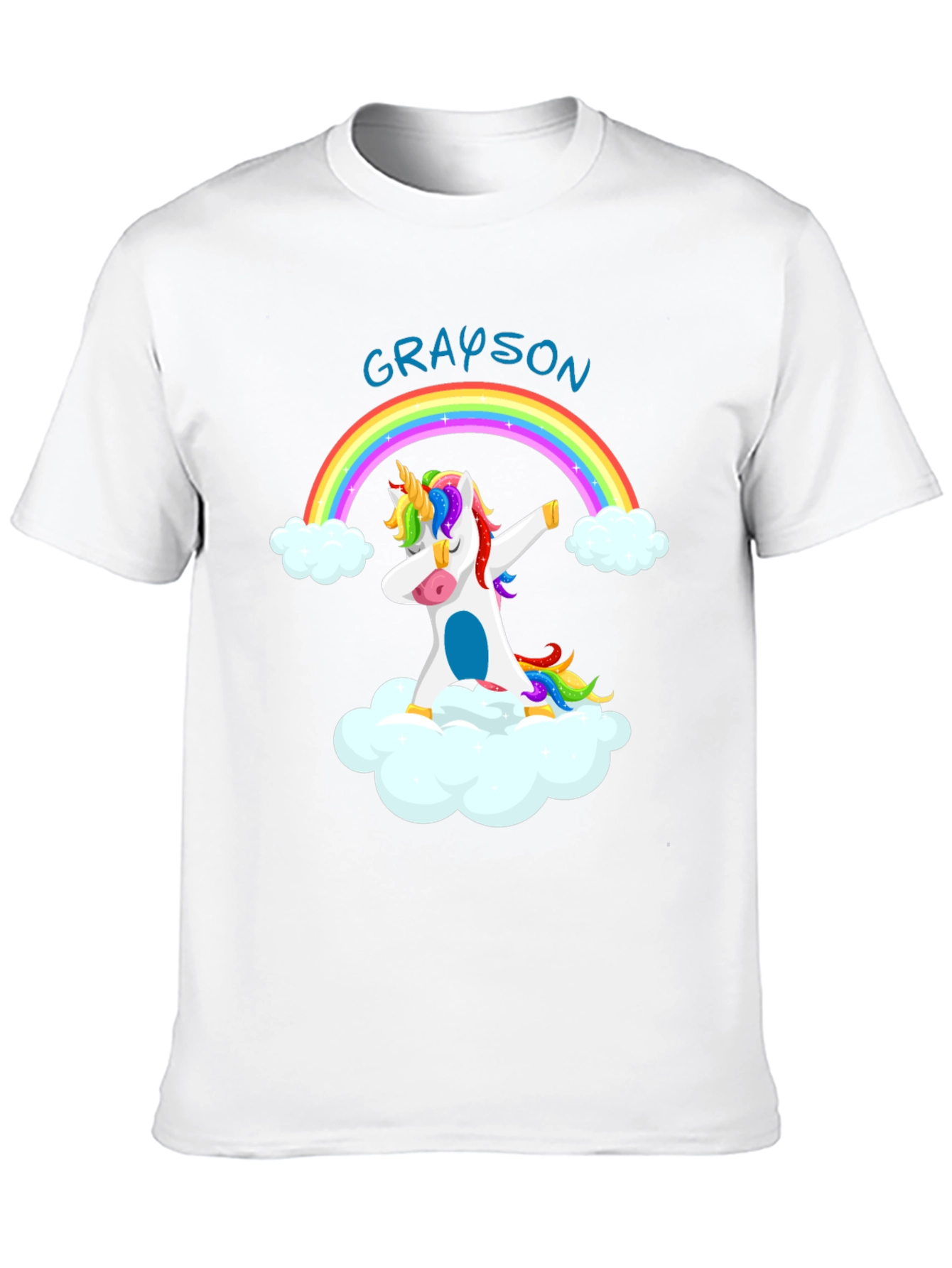 Grayson Unicorn Dabbing Rainbow Black T-Shirt