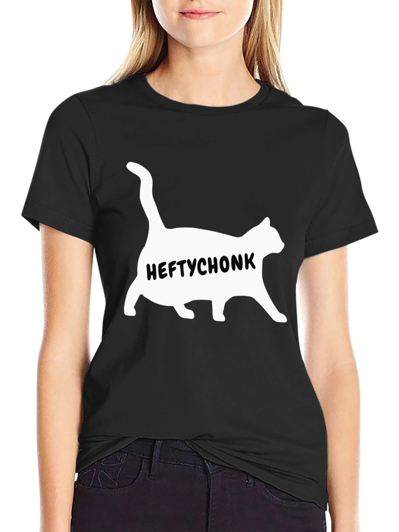 Heftychonk Cat Graphic Tee - Mens Black T-Shirt