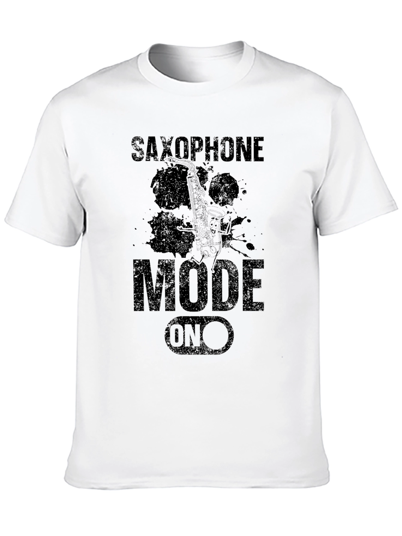 Saxophone Mode On Black T-Shirt