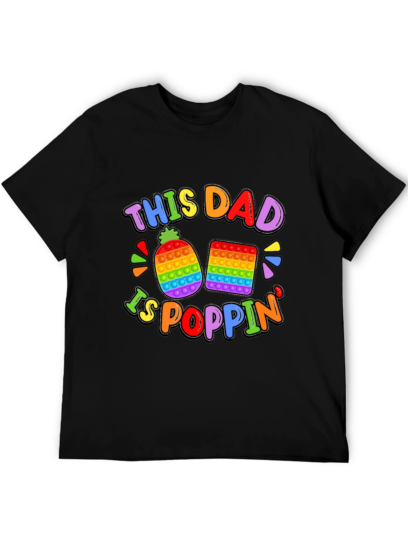 This Dad Is Poppin T-Shirt Fun Rainbow Design