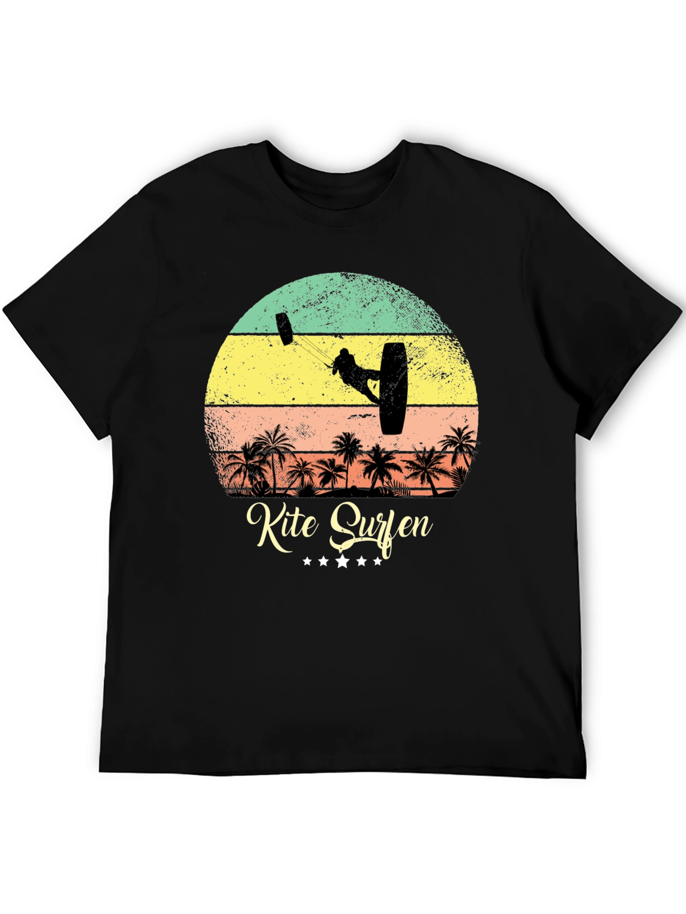 Kite Surfing Palm Tree Graphic T-Shirt