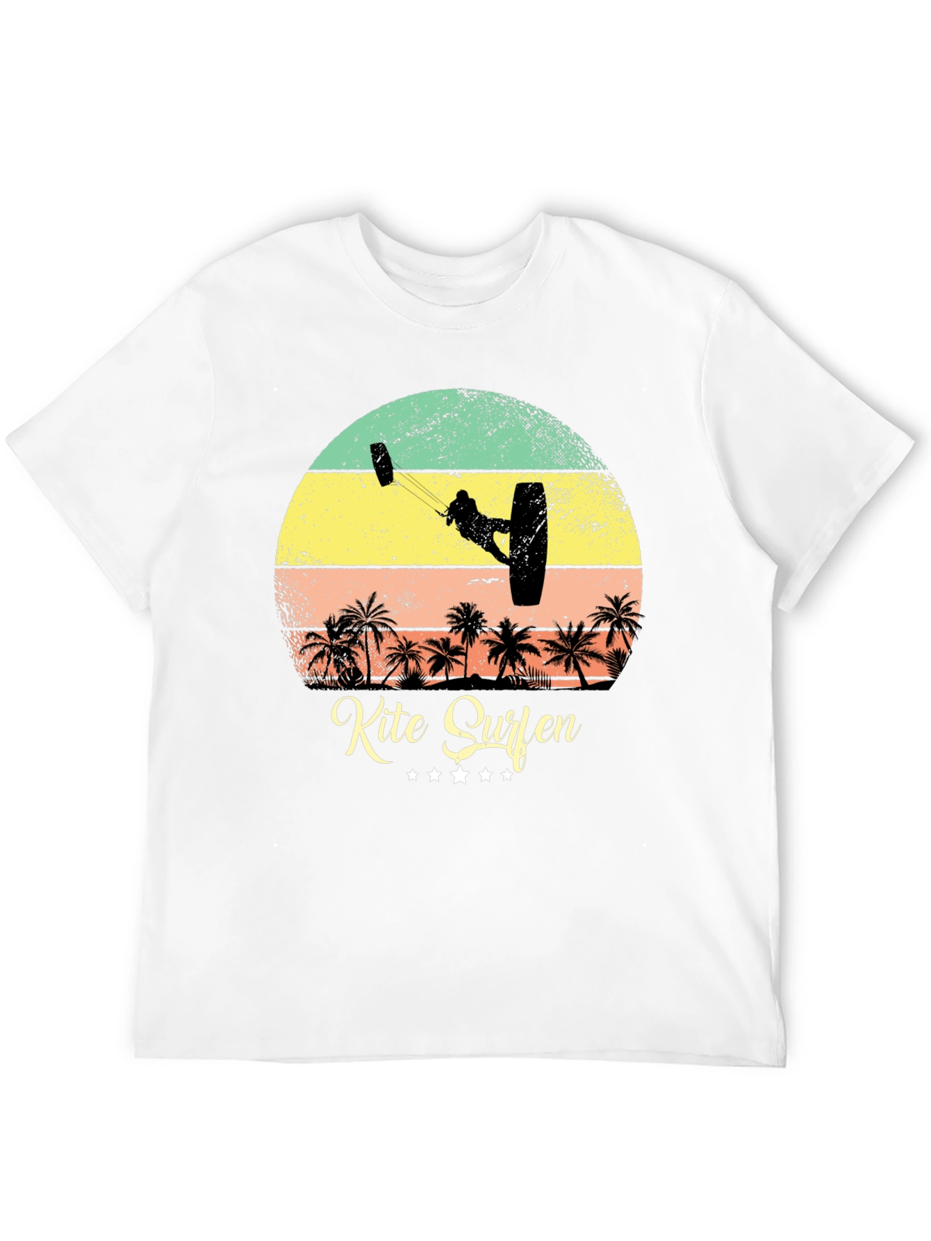 Kite Surfing Palm Tree Graphic T-Shirt