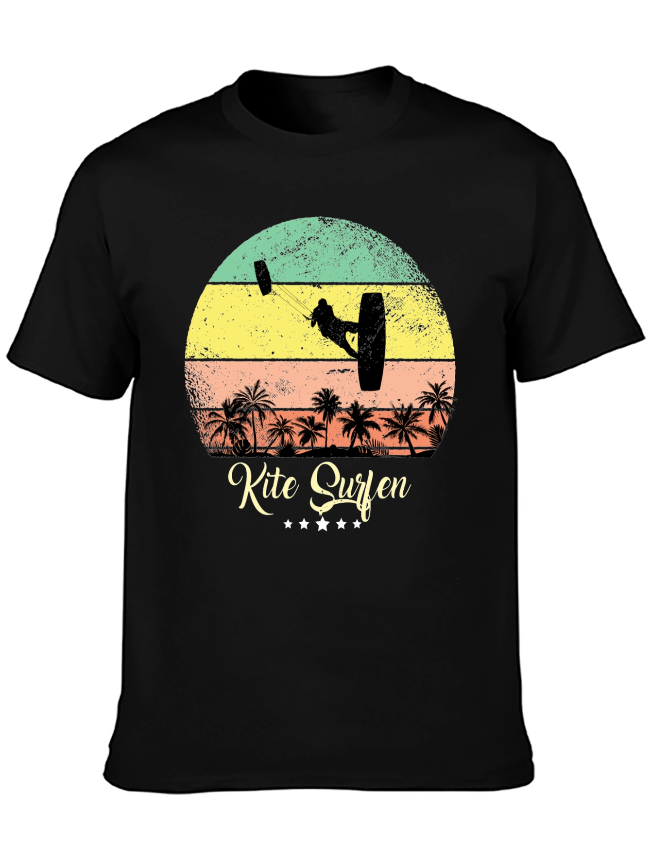 Kite Surfing Palm Tree Graphic T-Shirt
