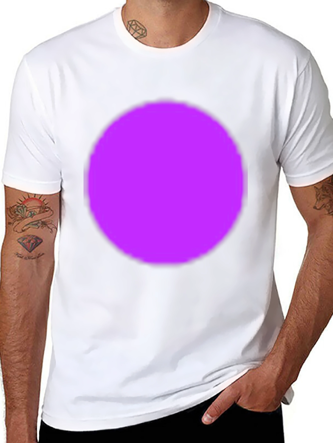 Bold Black T-Shirt with Vibrant Purple Circle