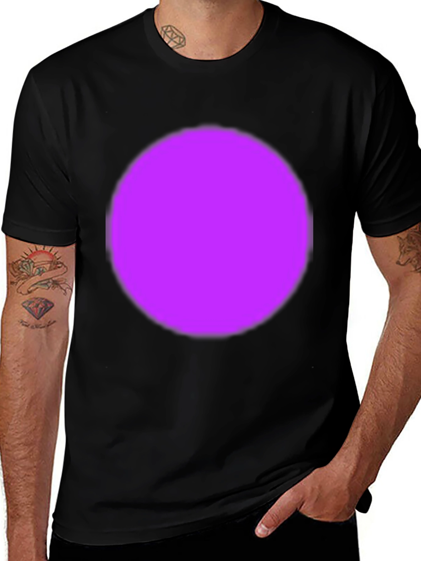 Bold Black T-Shirt with Vibrant Purple Circle
