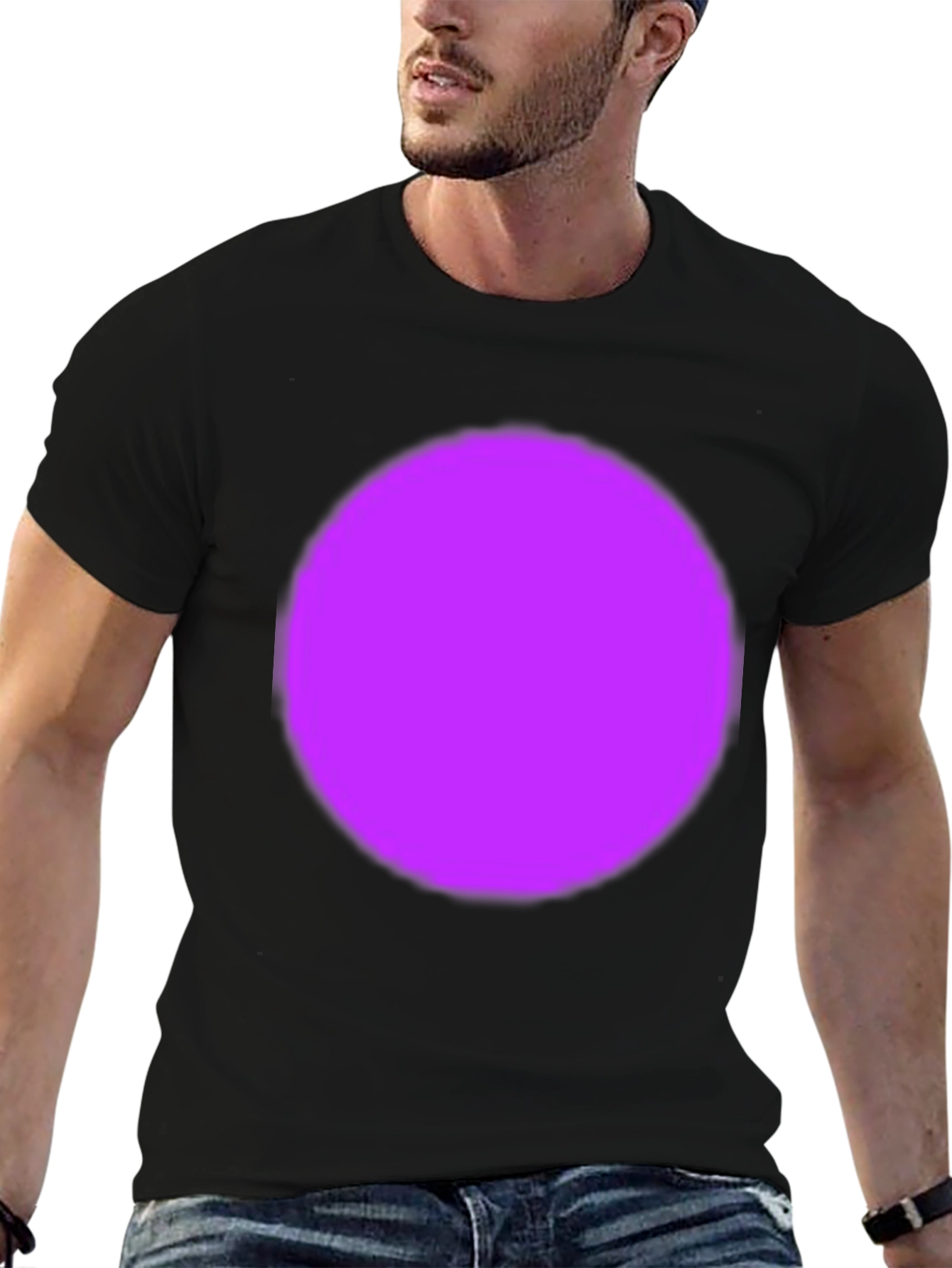 Bold Black T-Shirt with Vibrant Purple Circle