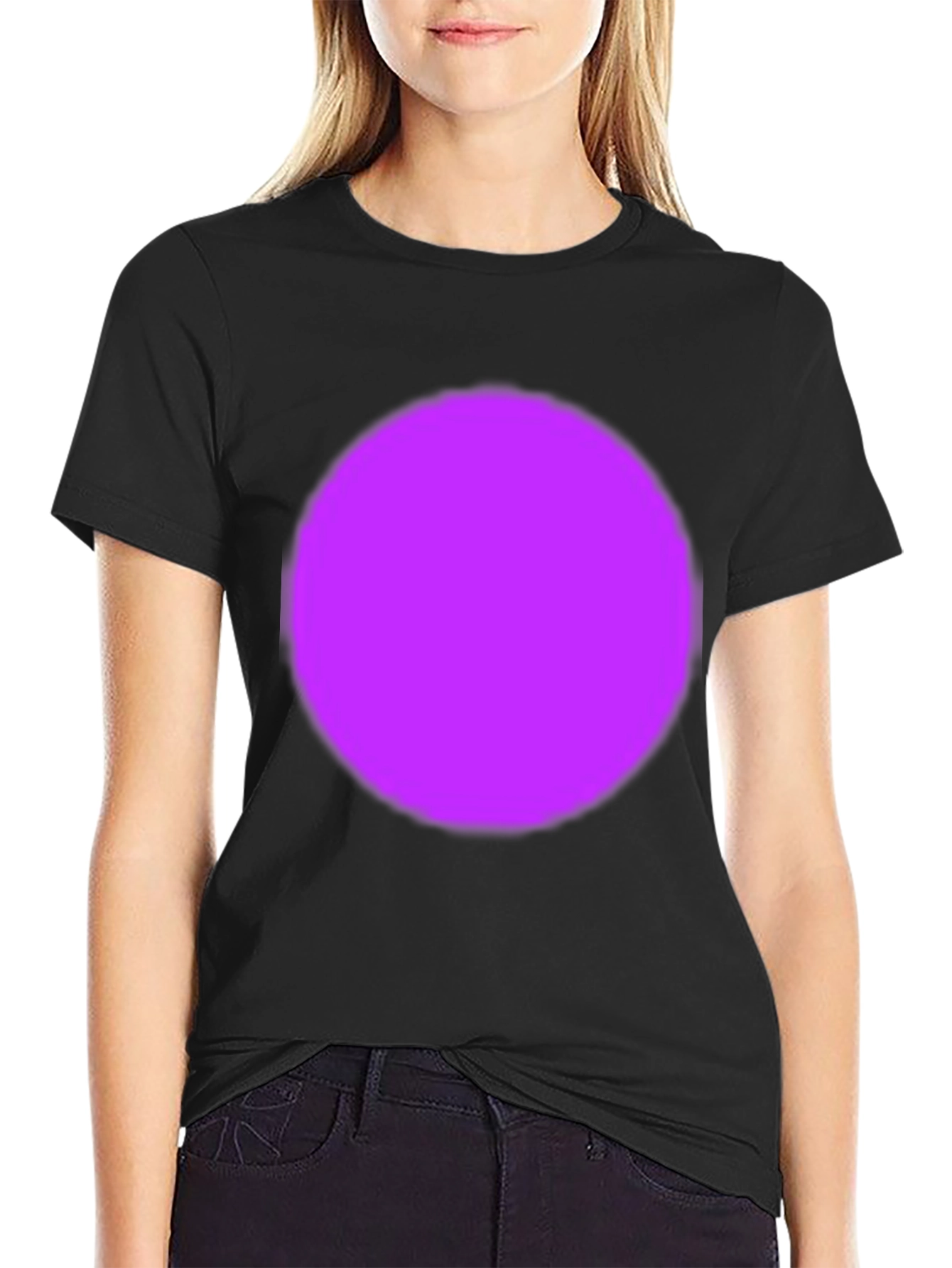 Bold Black T-Shirt with Vibrant Purple Circle