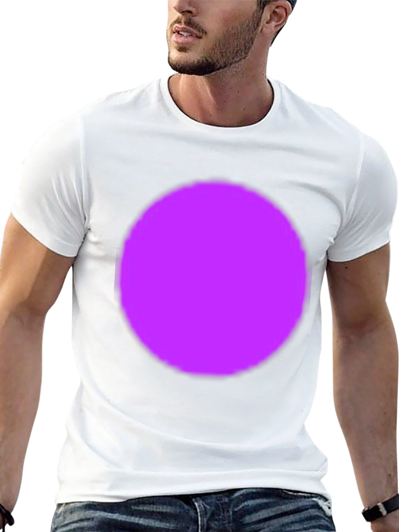 Bold Black T-Shirt with Vibrant Purple Circle