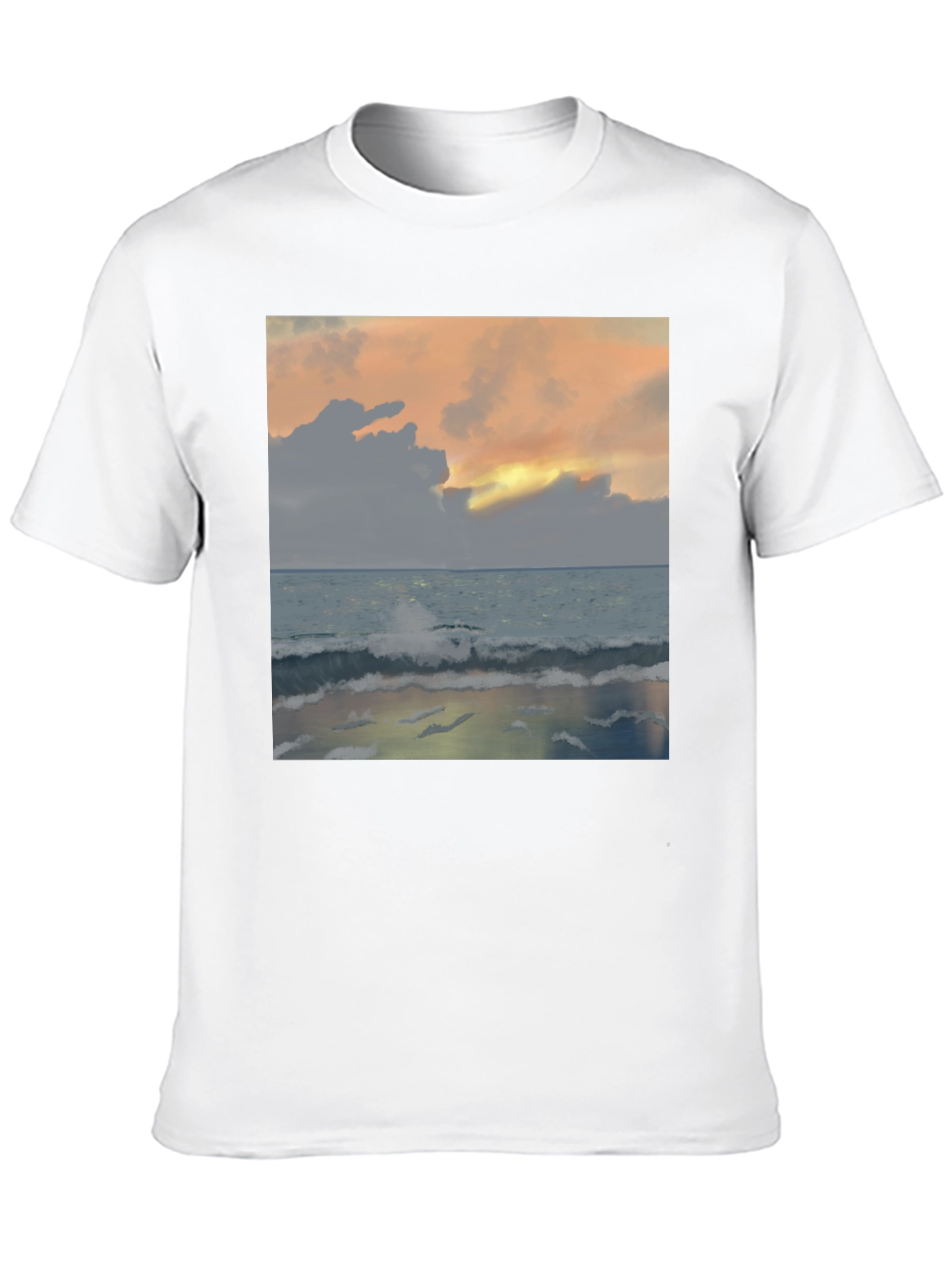 Ocean Sunset Graphic Tee - Relaxed Fit Black T-Shirt