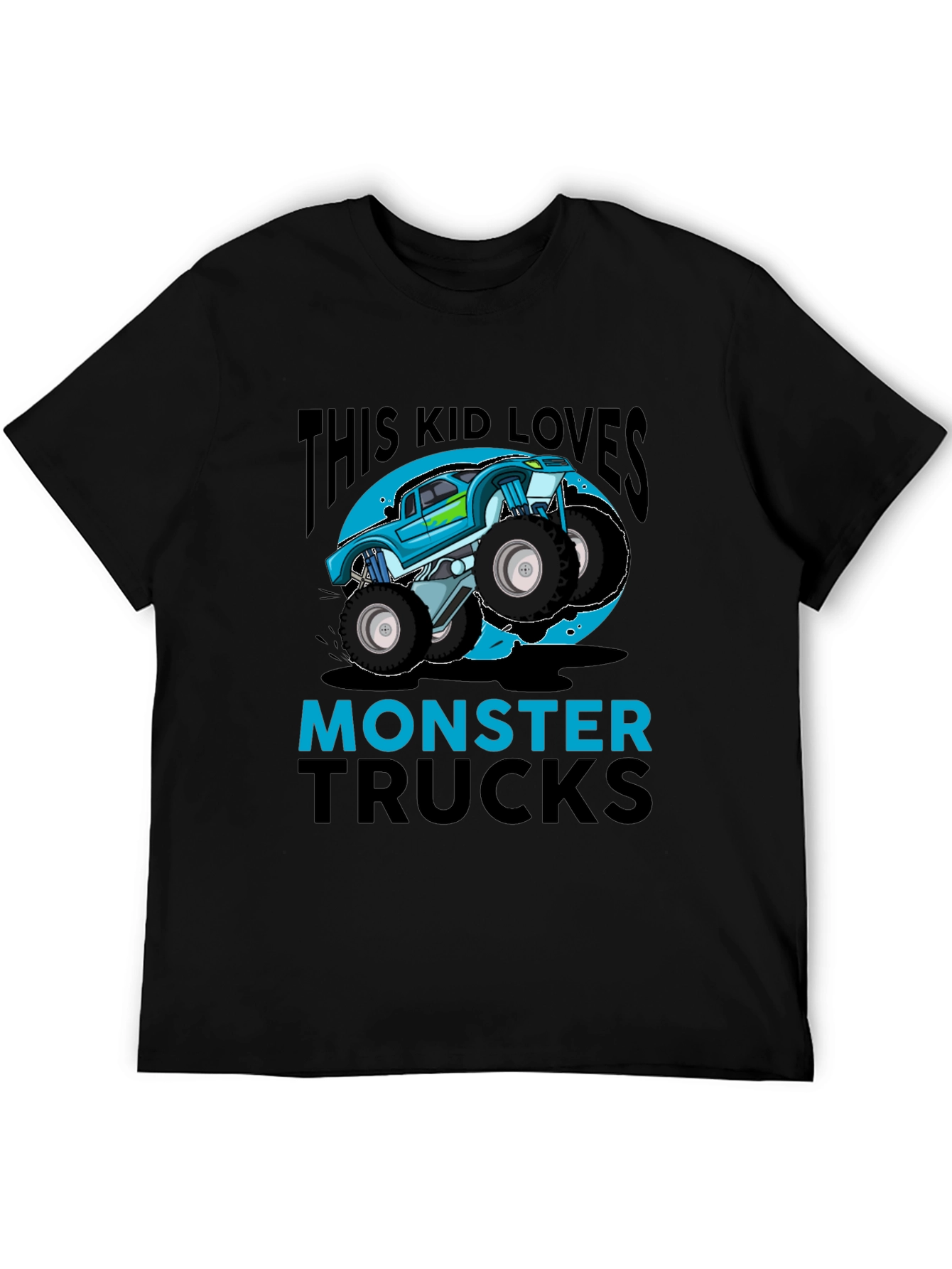 Kids Monster Truck T-Shirt - Blue Graphic Design