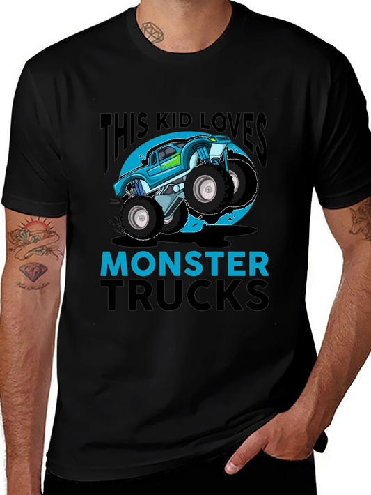 Kids Monster Truck T-Shirt - Blue Graphic Design