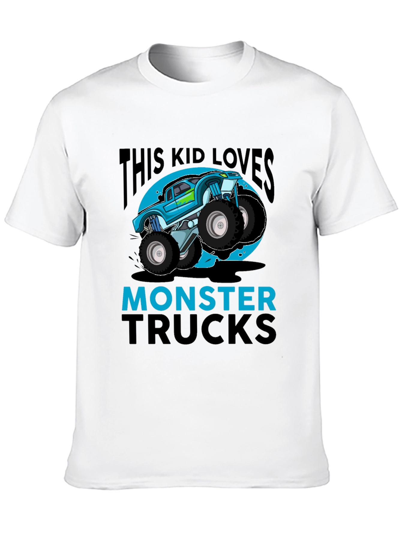 Kids Monster Truck T-Shirt - Blue Graphic Design