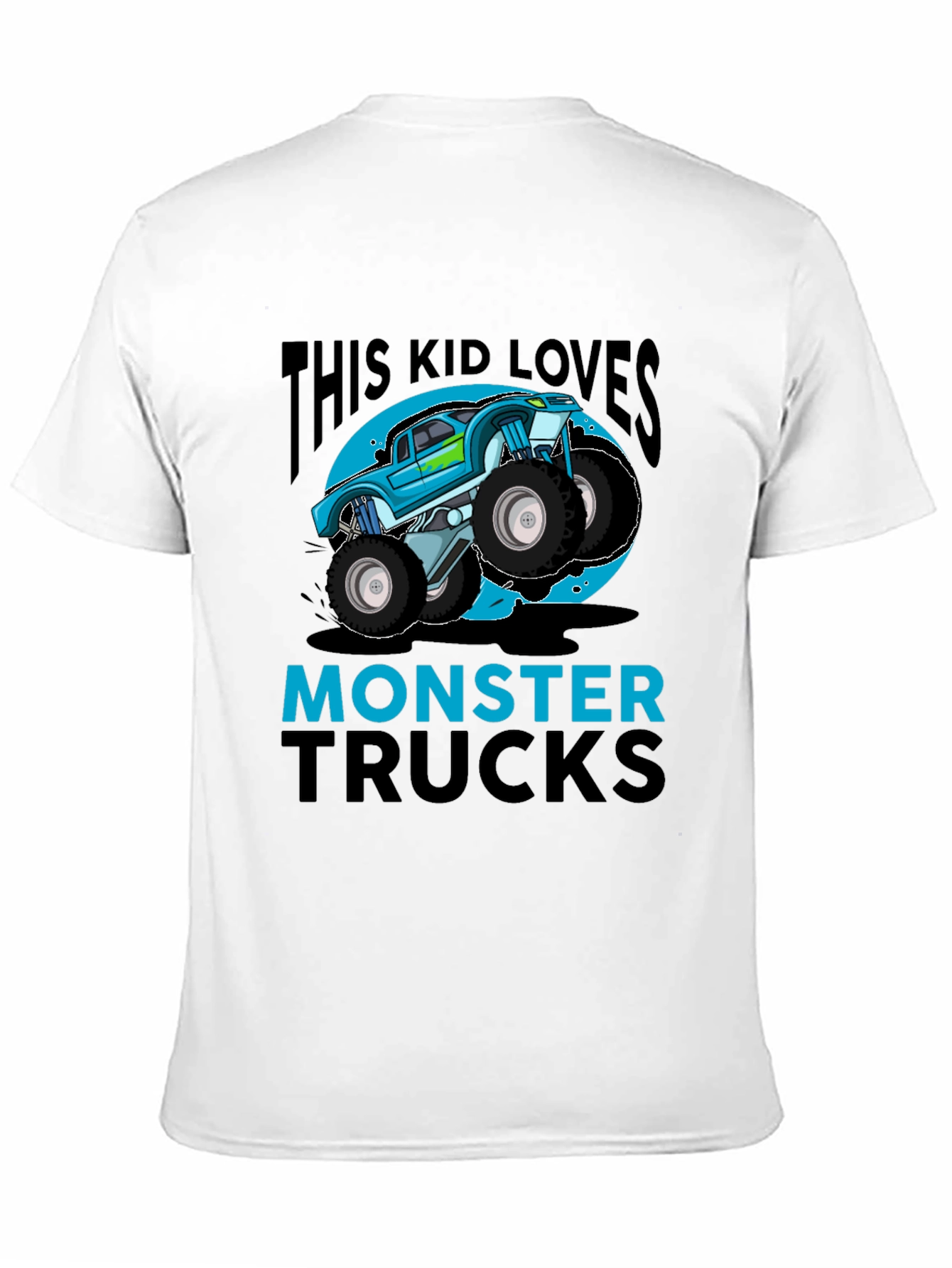 Kids Monster Truck T-Shirt - Blue Graphic Design