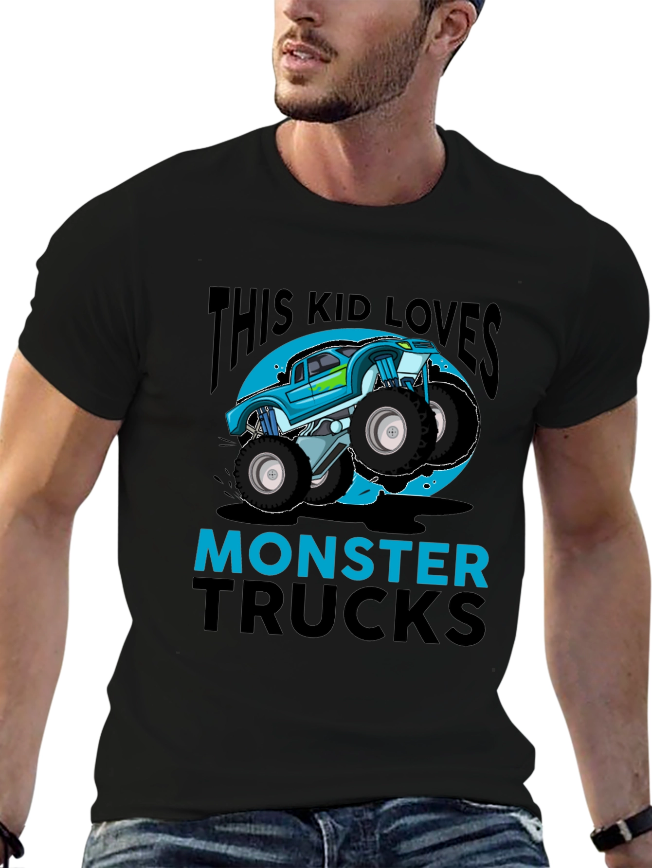 Kids Monster Truck T-Shirt - Blue Graphic Design