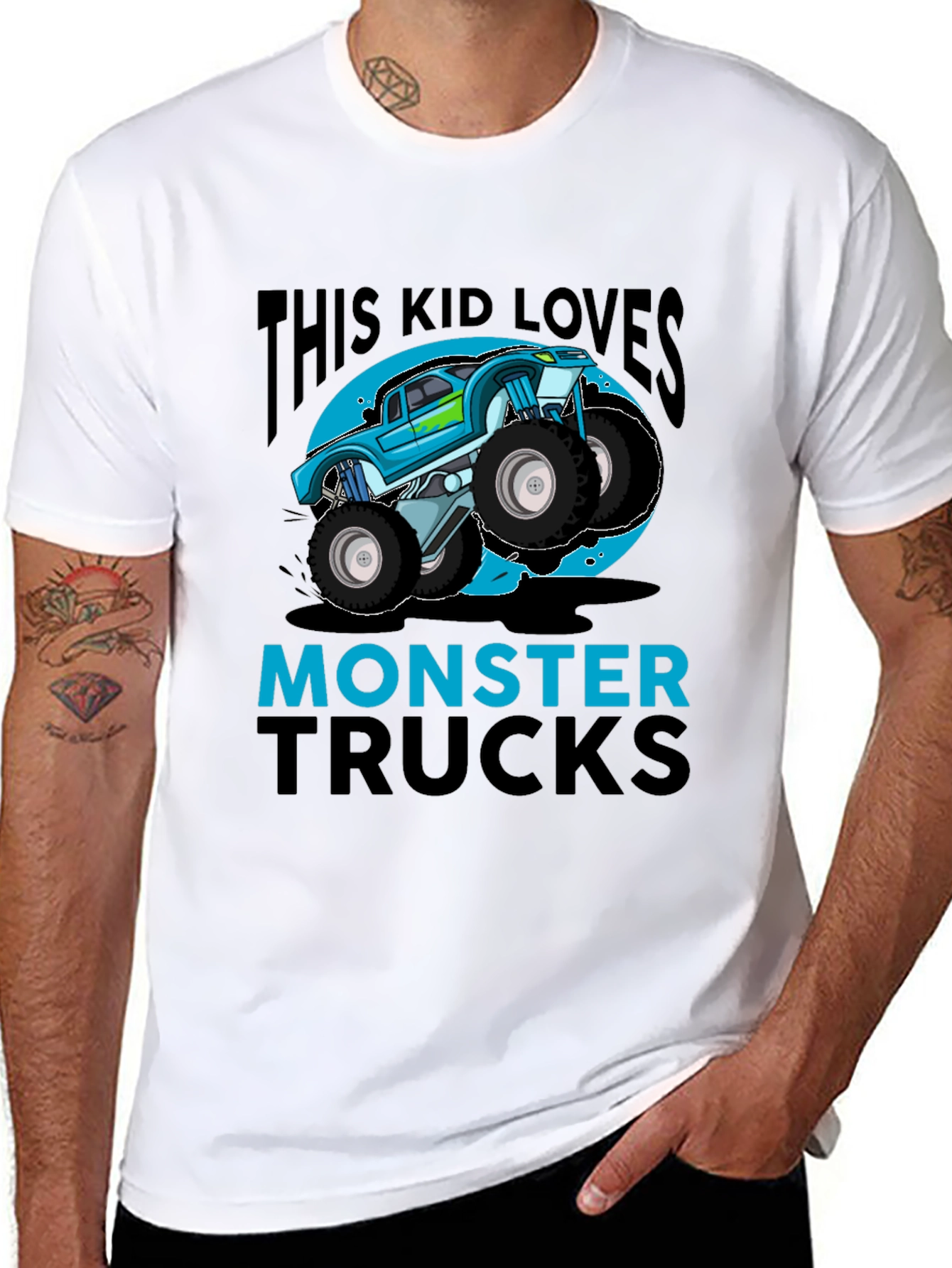 Kids Monster Truck T-Shirt - Blue Graphic Design