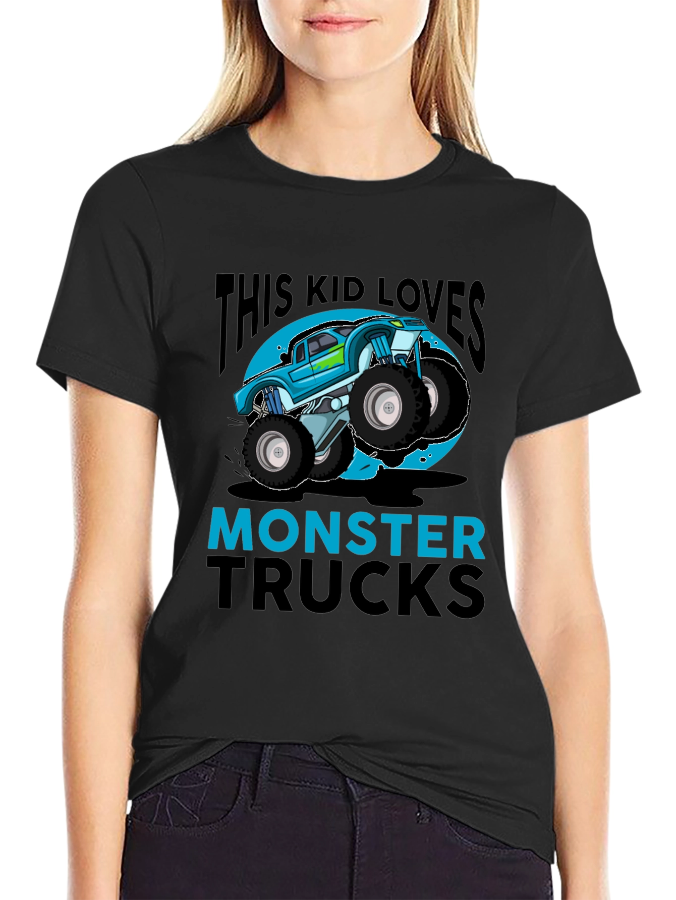 Kids Monster Truck T-Shirt - Blue Graphic Design