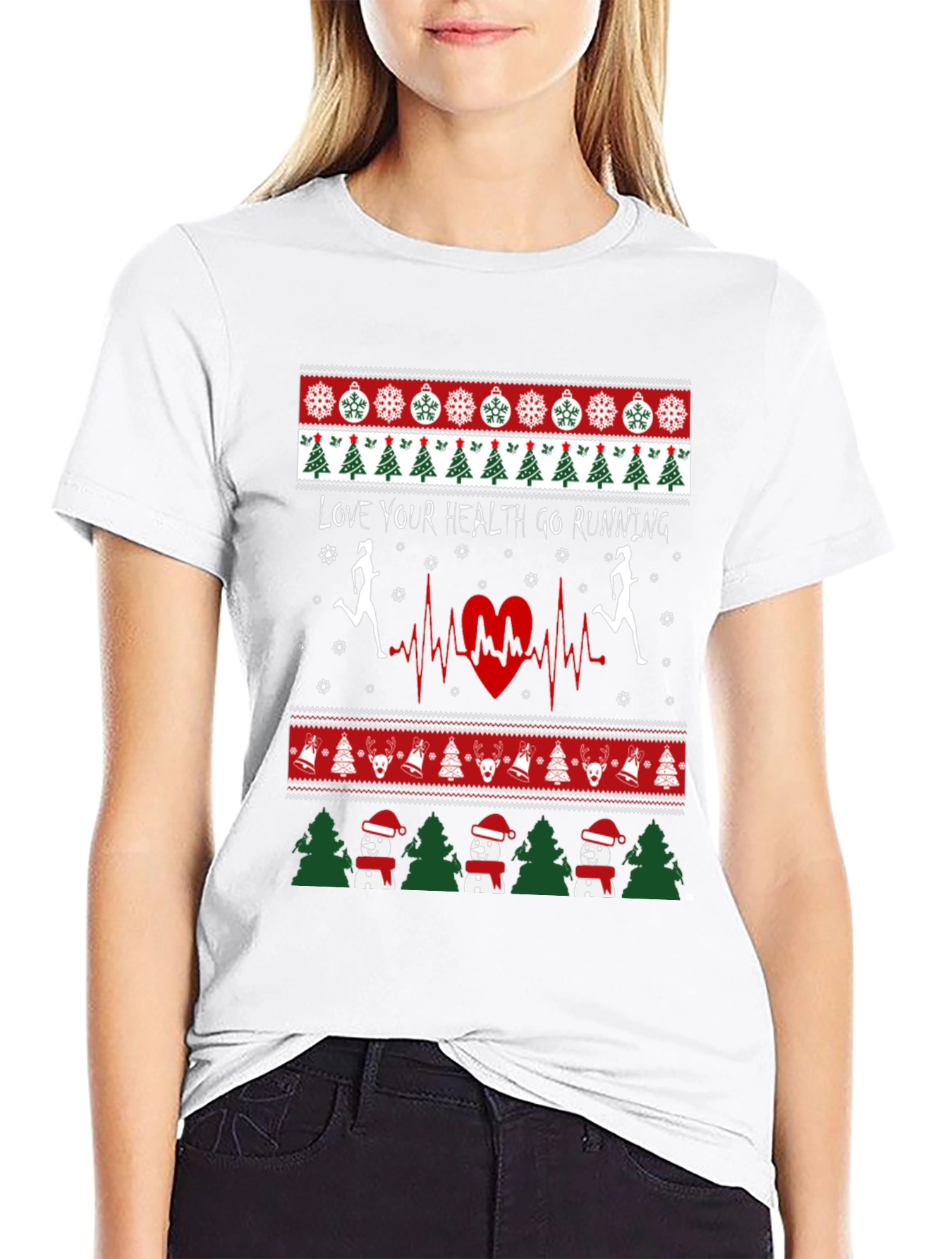 Holiday Running T-Shirt - Love Your Health Ugly Xmas