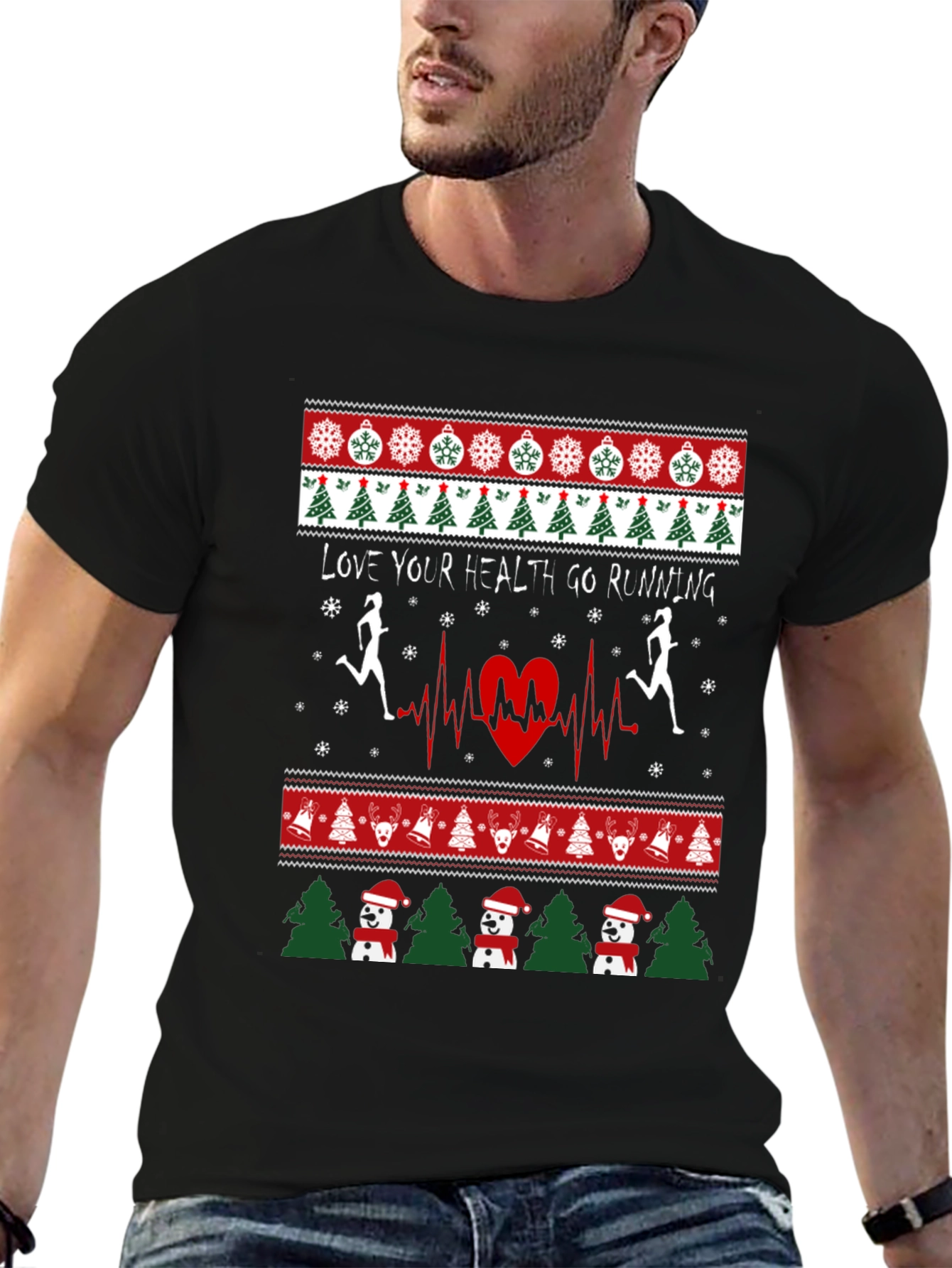 Holiday Running T-Shirt - Love Your Health Ugly Xmas