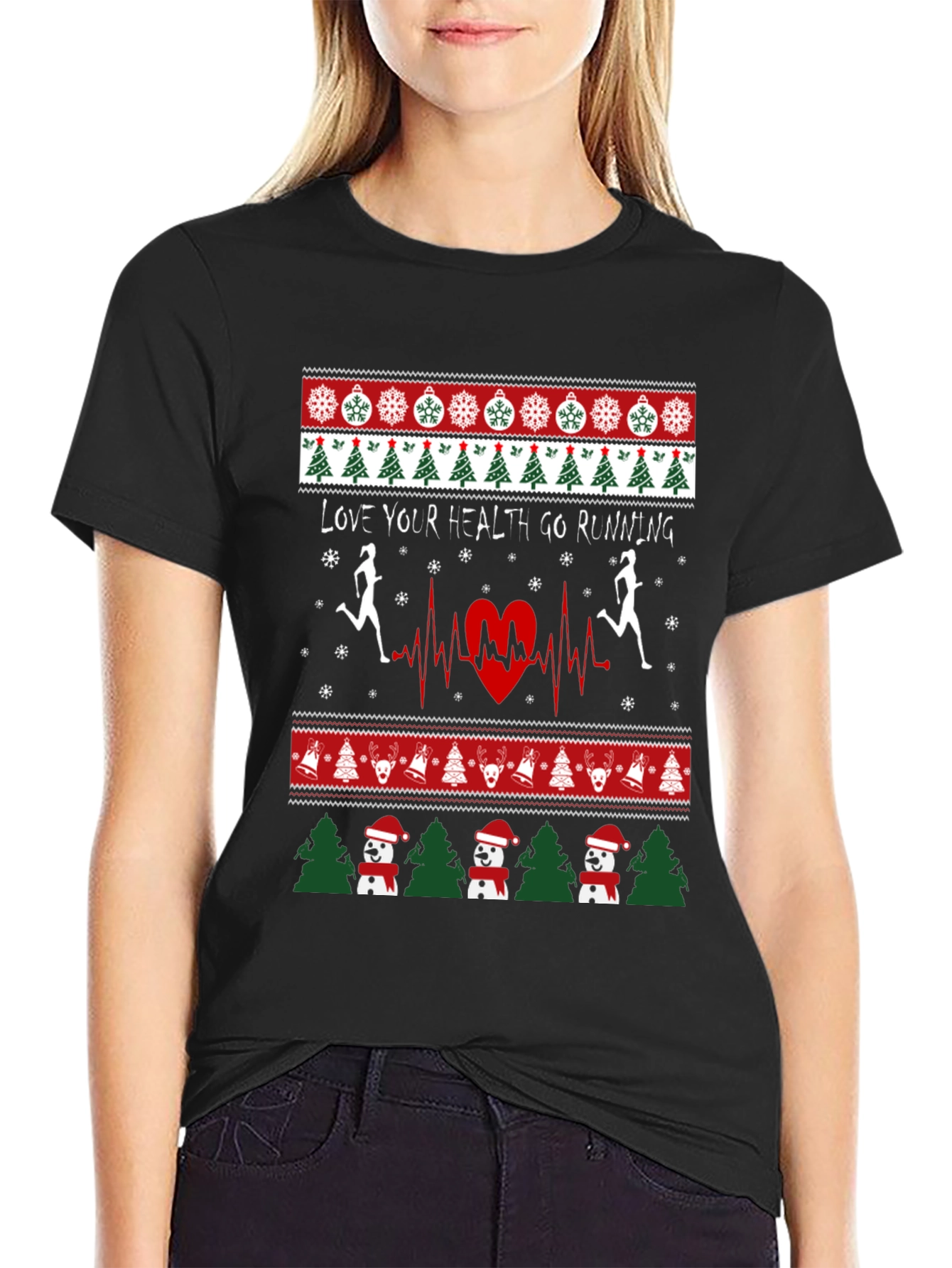Holiday Running T-Shirt - Love Your Health Ugly Xmas