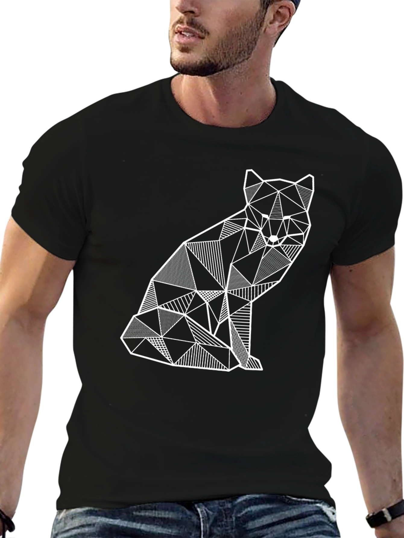 Geometric Fox Graphic T-Shirt - Modern Art Tee