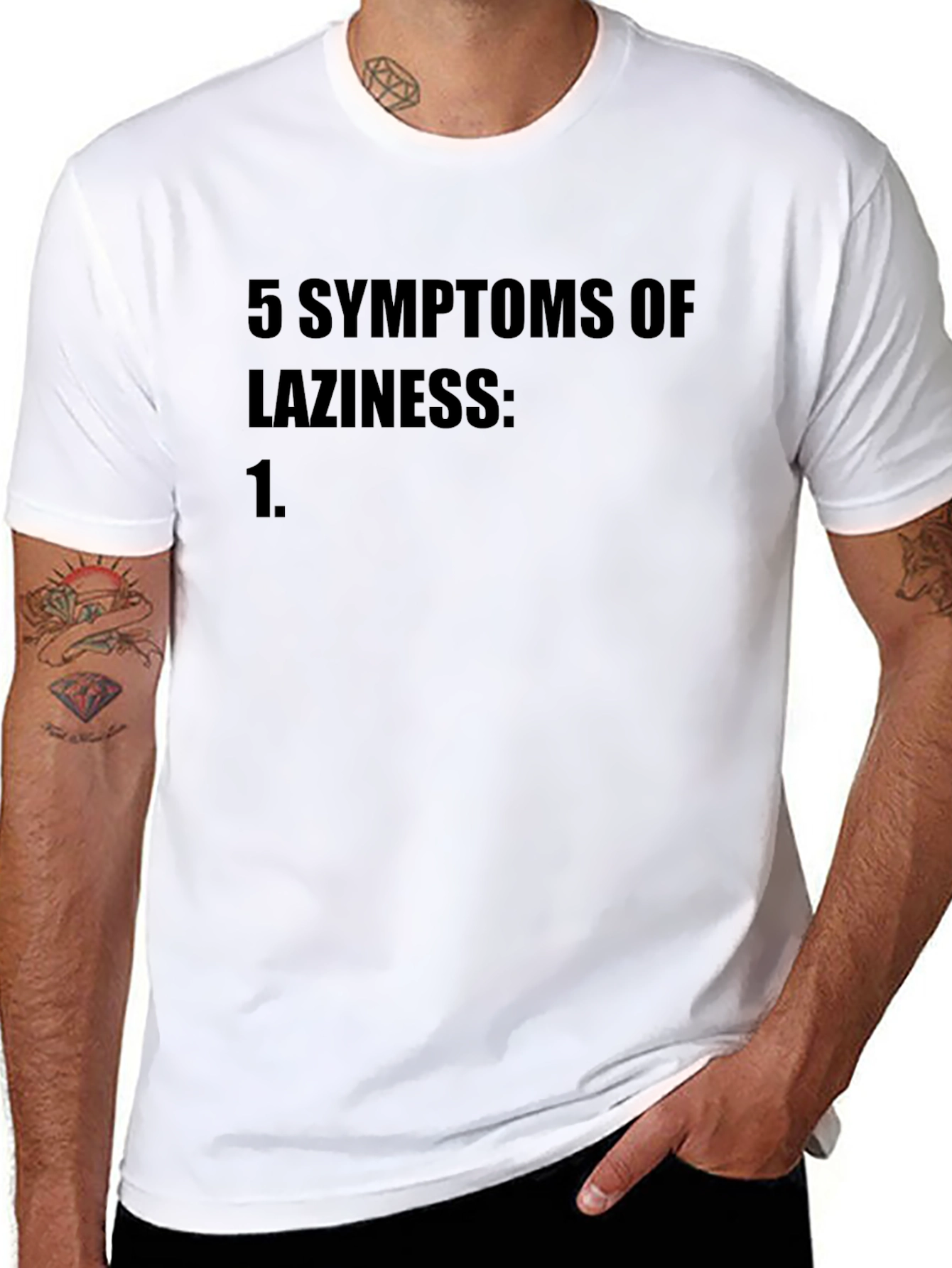 5 Symptoms of Laziness Black T-Shirt