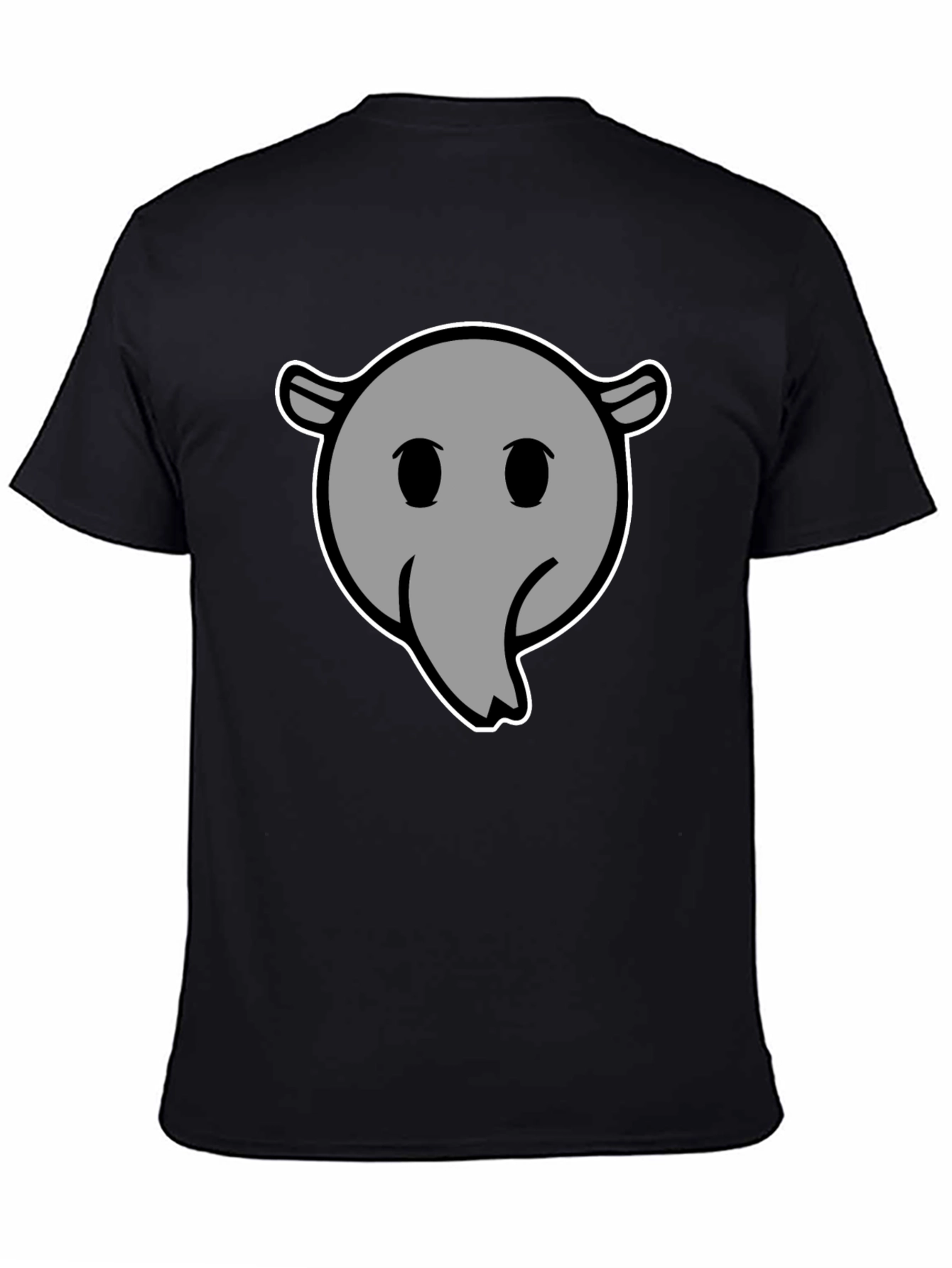 Cartoon Anteater Graphic Tee - Black Cotton T-Shirt