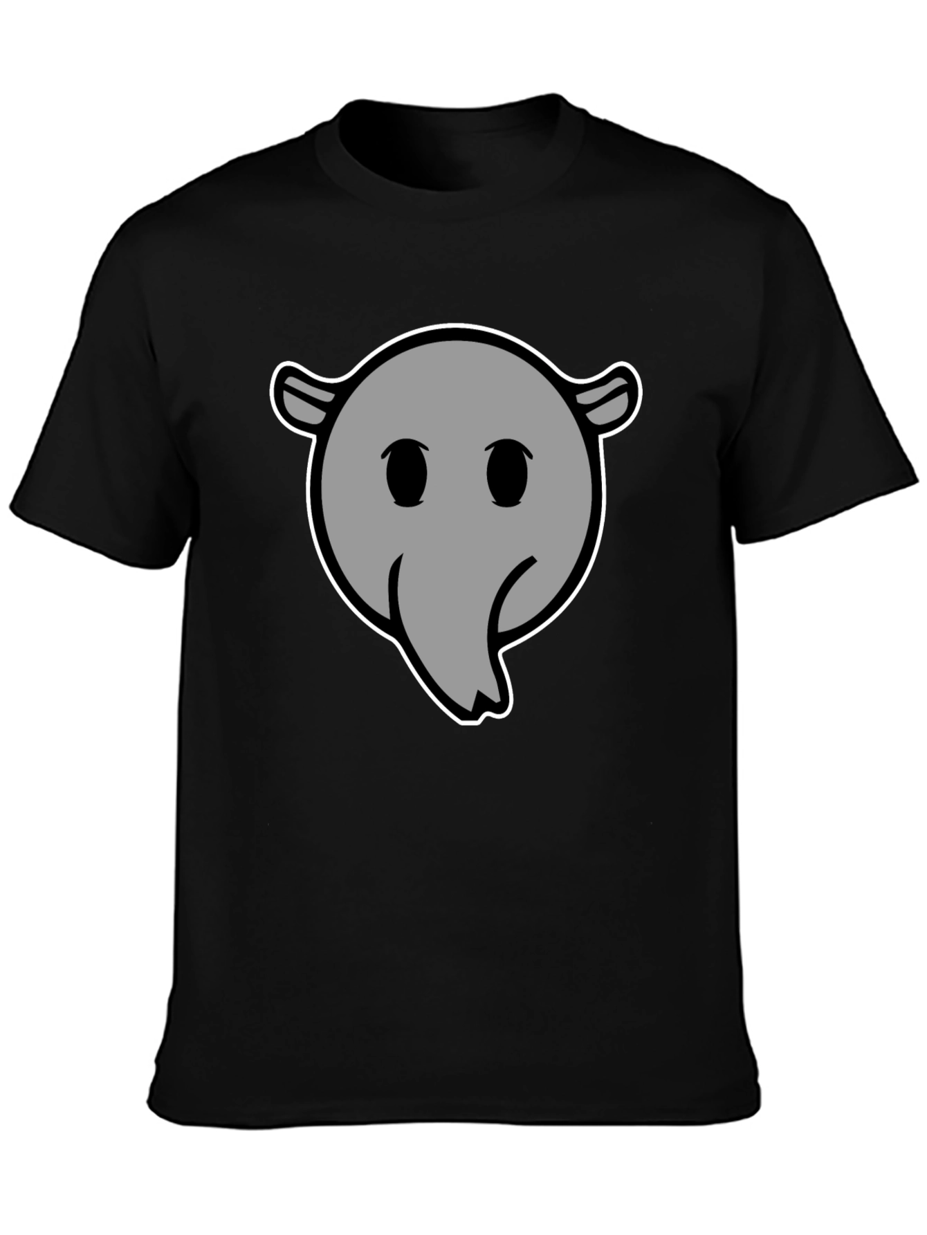 Cartoon Anteater Graphic Tee - Black Cotton T-Shirt